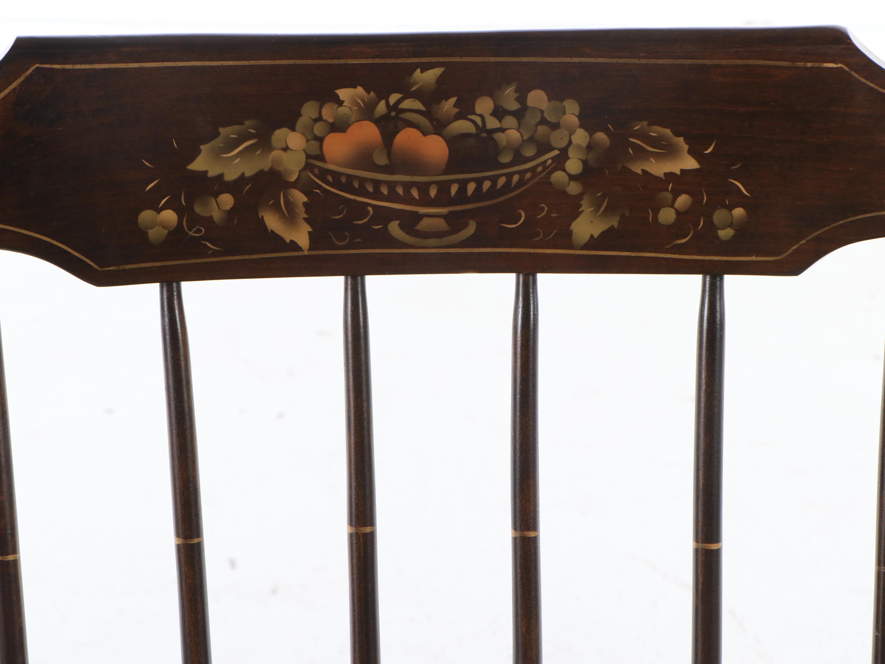 S. Bent & Bros. Federal Style Stencil-Decorated Spindle-Back Rocking Chair