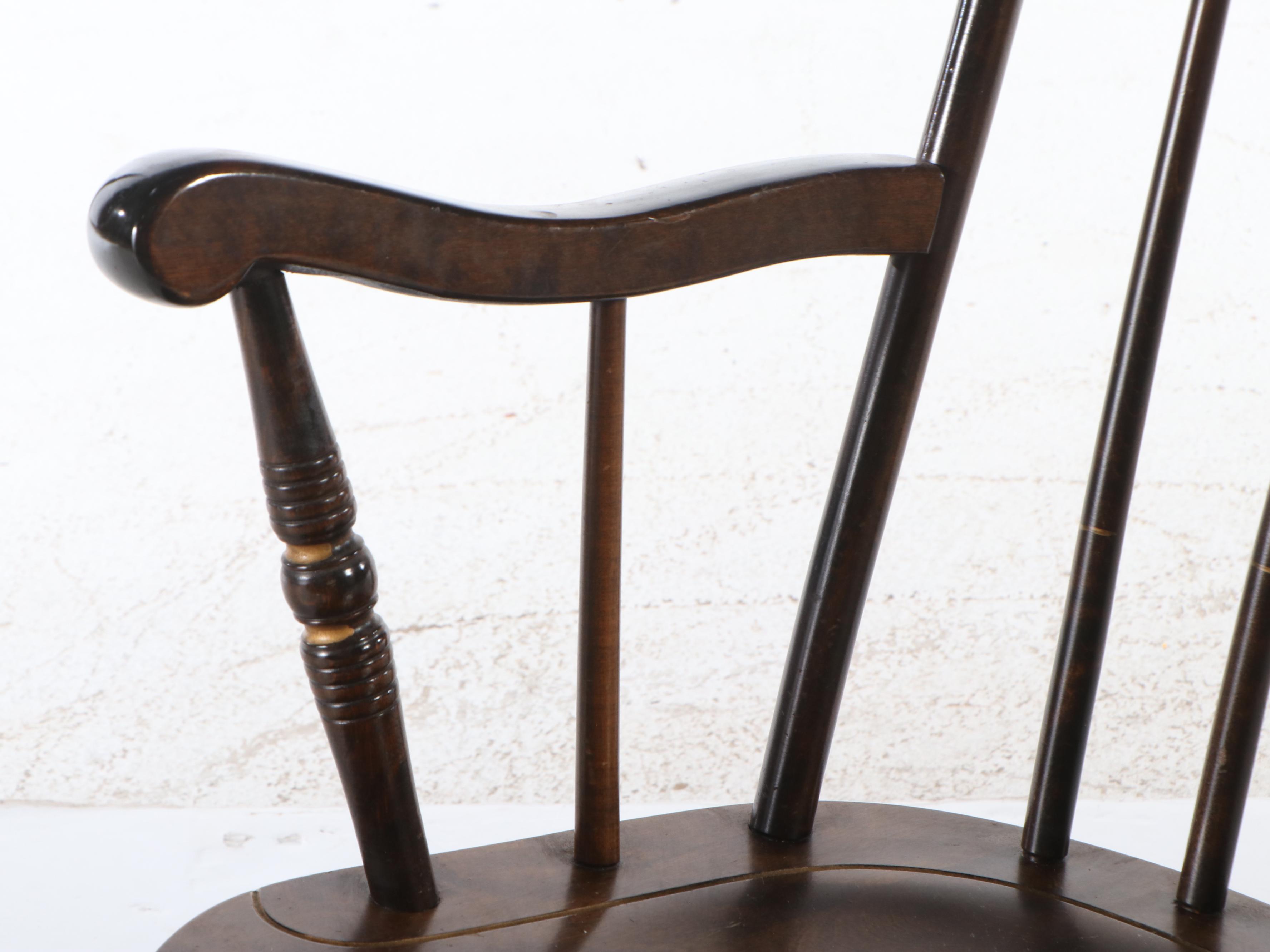 S. Bent & Bros. Federal Style Stencil-Decorated Spindle-Back Rocking Chair