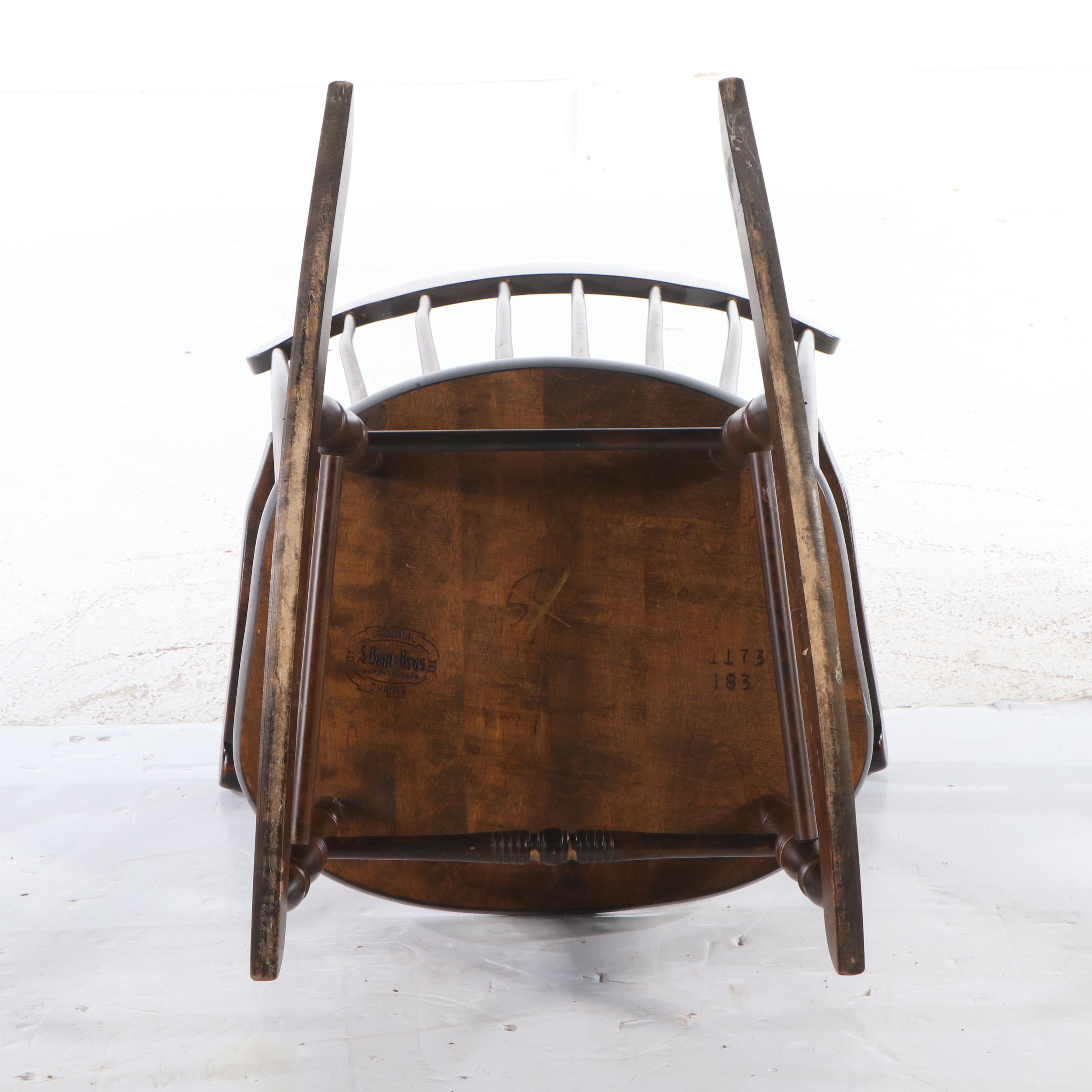 S. Bent & Bros. Federal Style Stencil-Decorated Spindle-Back Rocking Chair