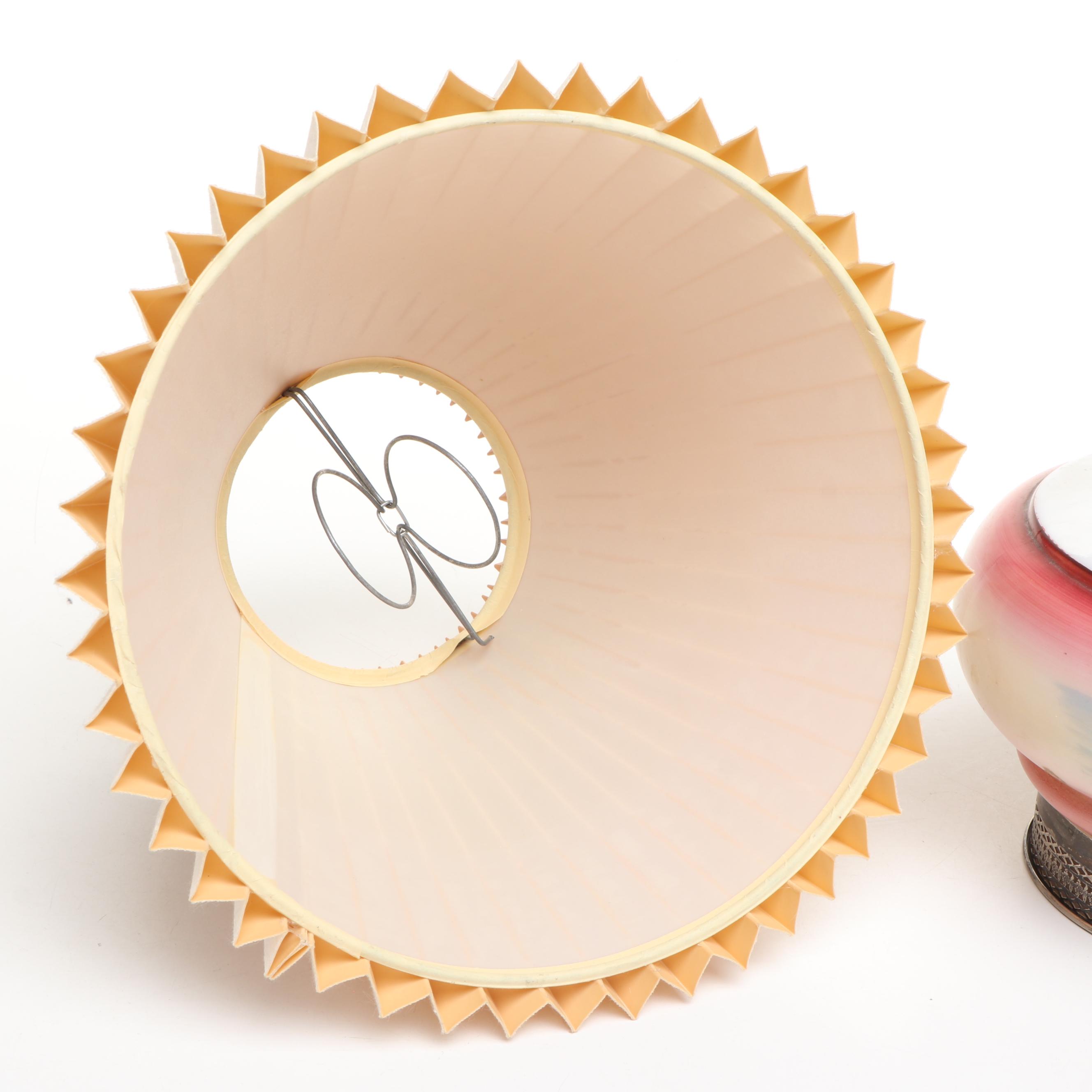 Hand-Painted Milk Glass Duck Oil Lamp with Silver Plate Base, Adapted