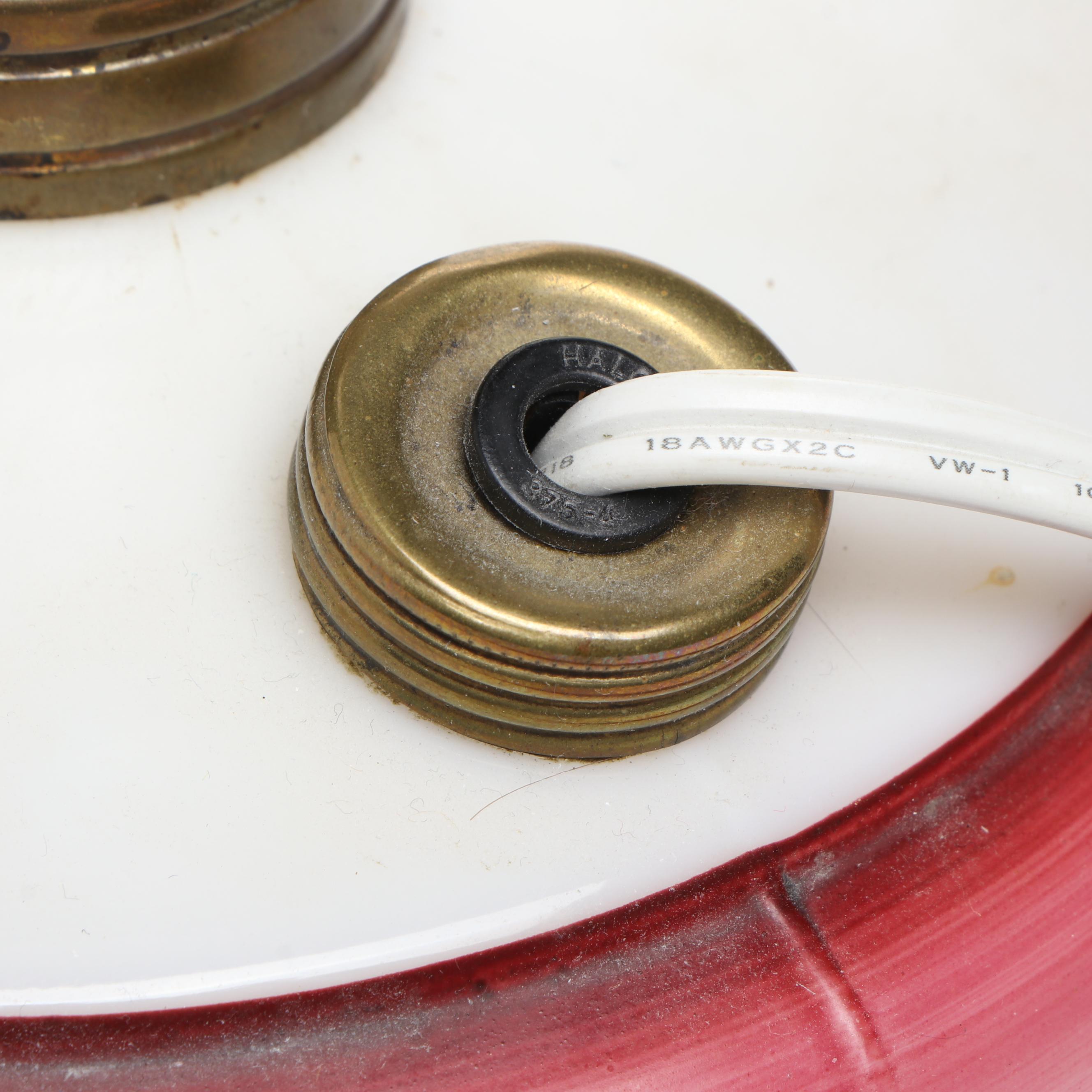 Hand-Painted Milk Glass Duck Oil Lamp with Silver Plate Base, Adapted