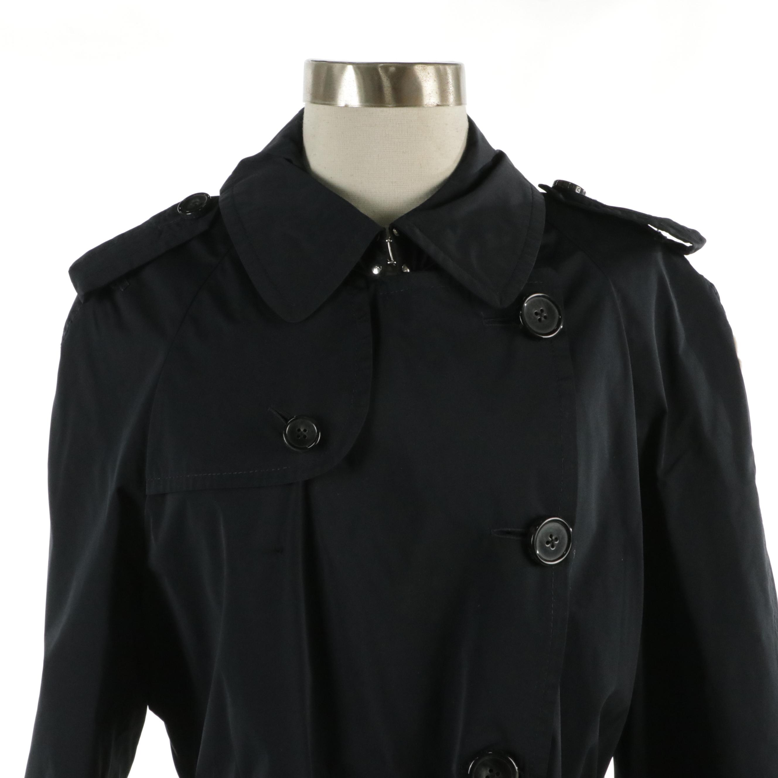 Moncler Navy Blue Single-Breasted Trench Coat