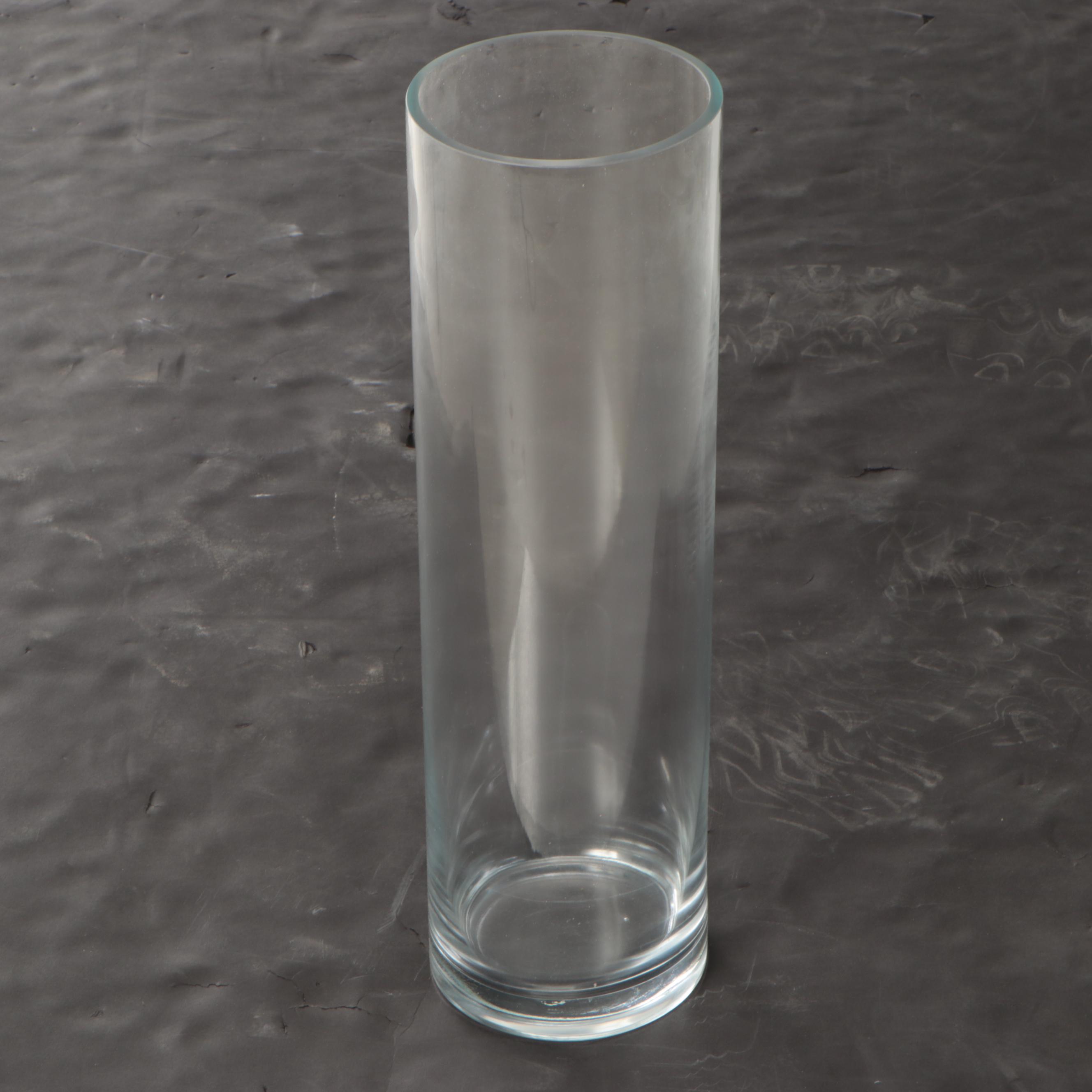 Tall Clear Glass Cylindrical Vases