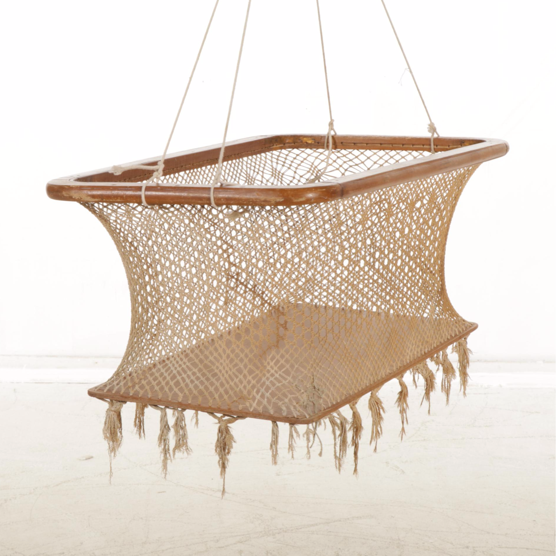 Hanging Macrame Bassinet, Mid to Late 20th Century