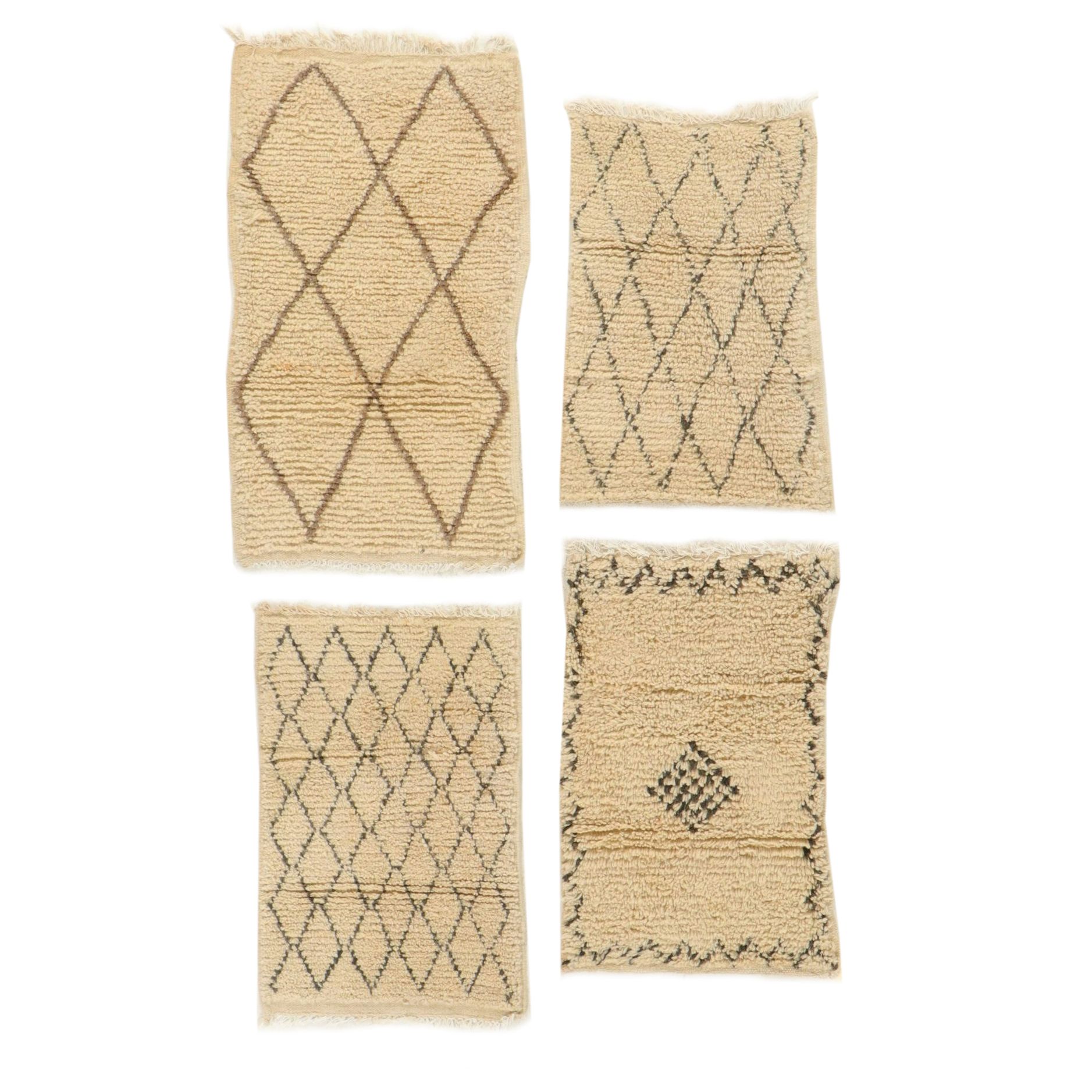 Four Hand-Knotted Moroccan Berber Accent Rugs