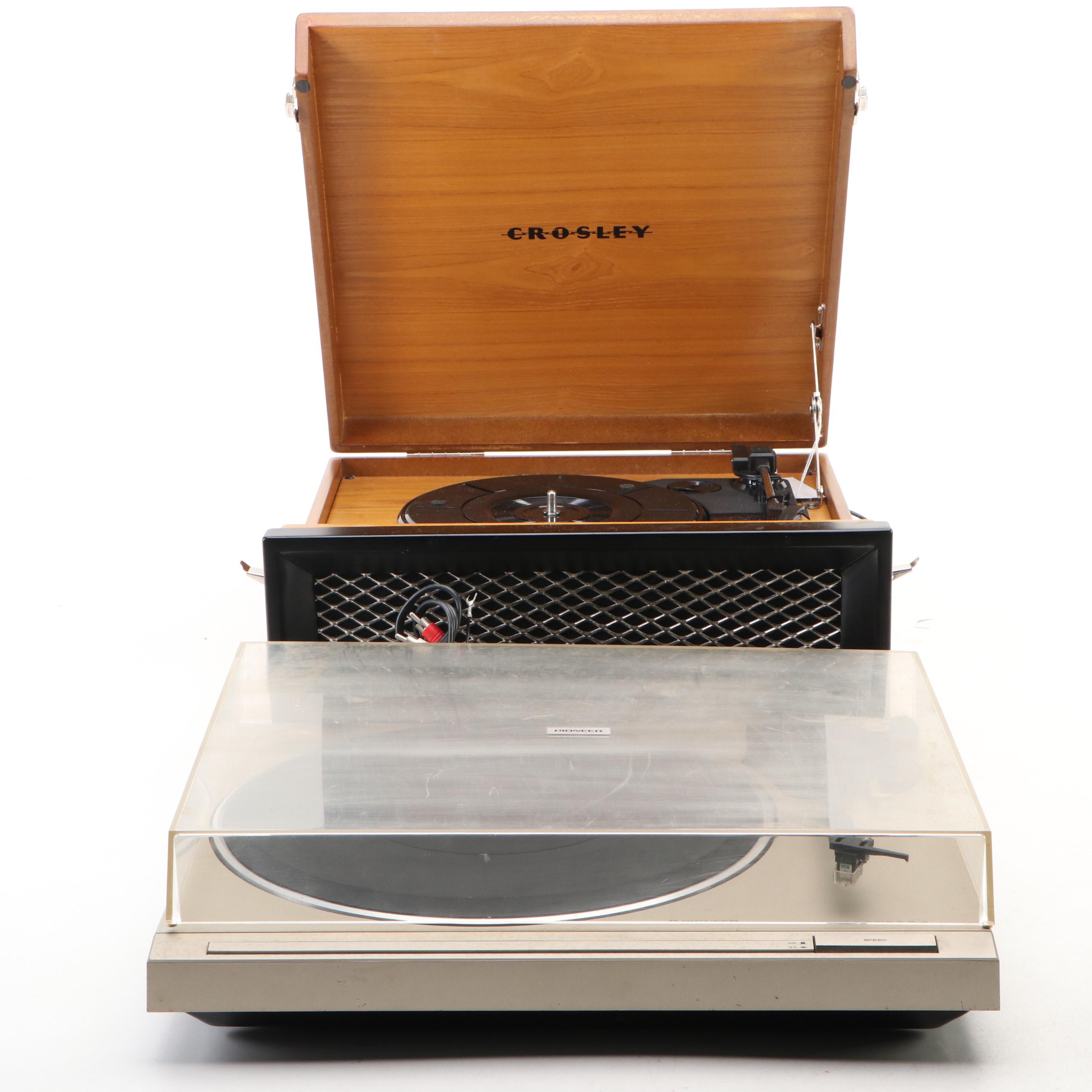 Pioneer PL-2 Auto-Return Stereo and Crosley CR6013A Victory Turntables