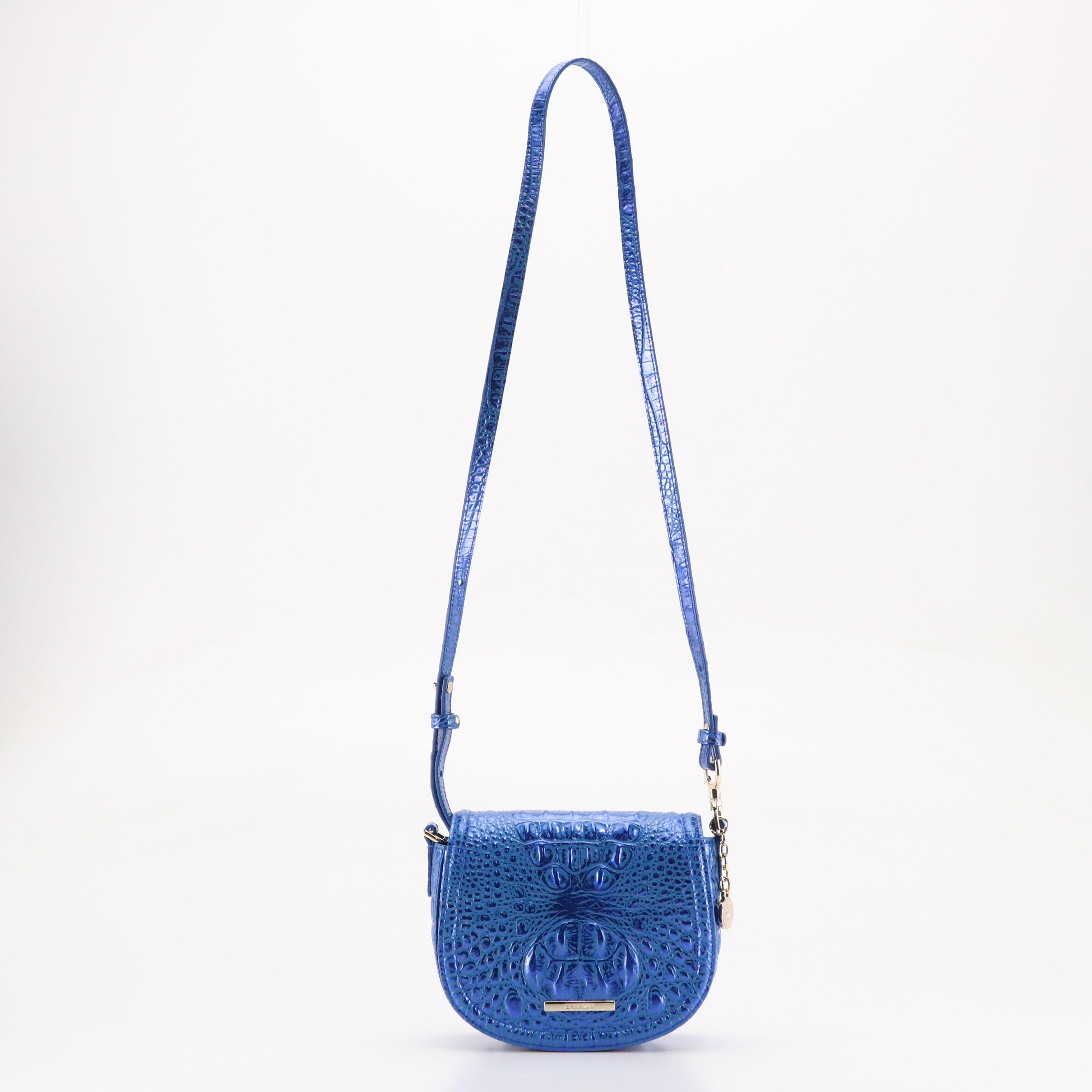 Brahmin Briar Crossbody Satchel in Cobalt Potion Melbourne Croc Leather