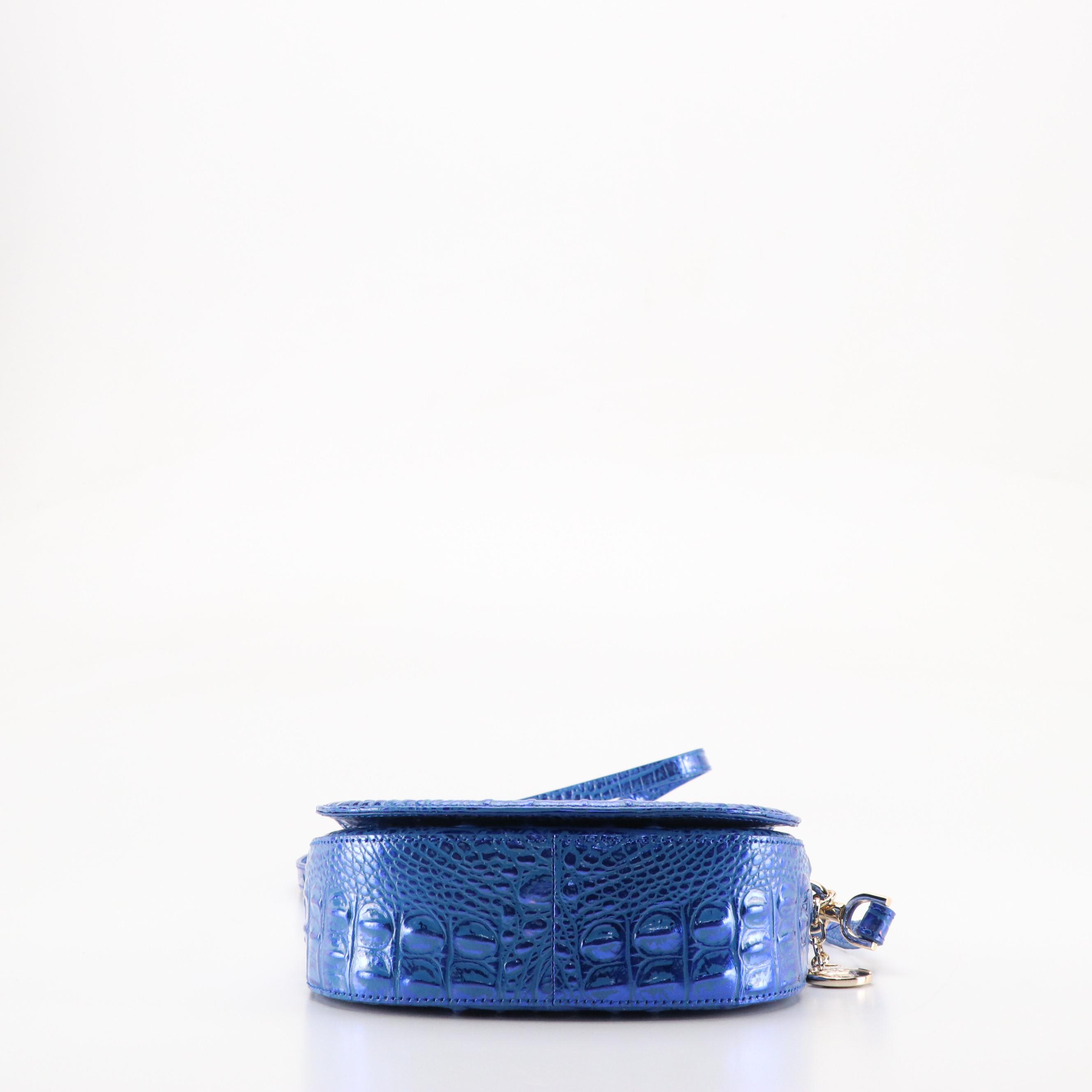 Brahmin Briar Crossbody Satchel in Cobalt Potion Melbourne Croc Leather