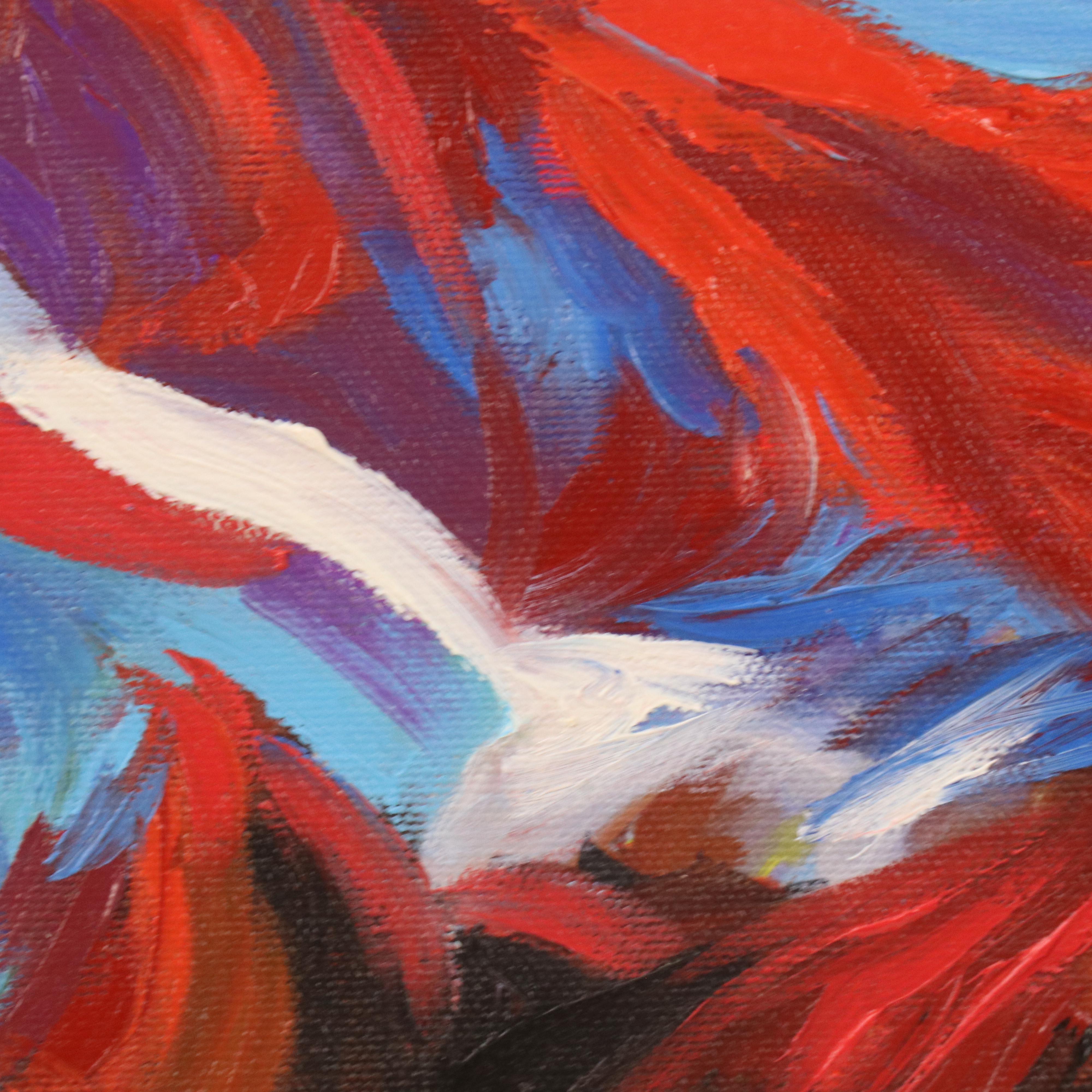 Redina Tili Landscape Acrylic Painting with Fence and Sparse Trees, 21st Century