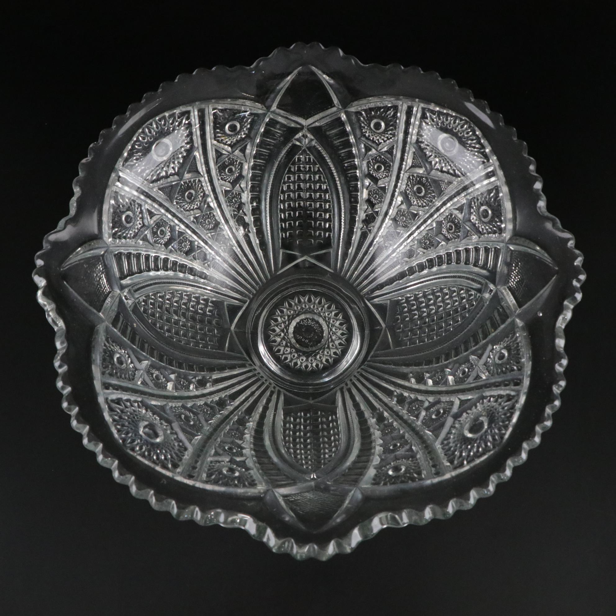 Indiana Glass "Daisy" Pressed Glass Punch Bowl with Tri-Footed and Oval Bowls