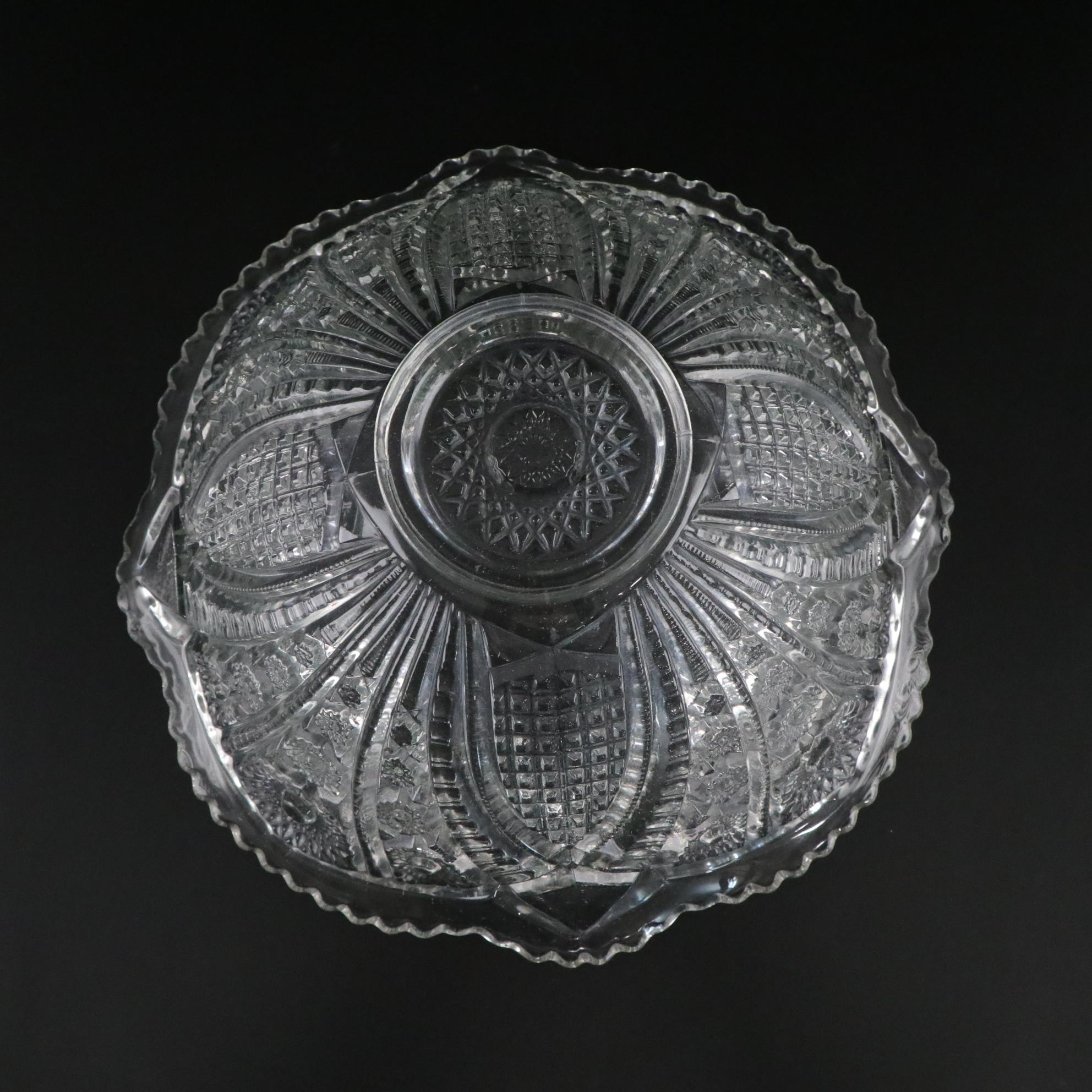 Indiana Glass "Daisy" Pressed Glass Punch Bowl with Tri-Footed and Oval Bowls