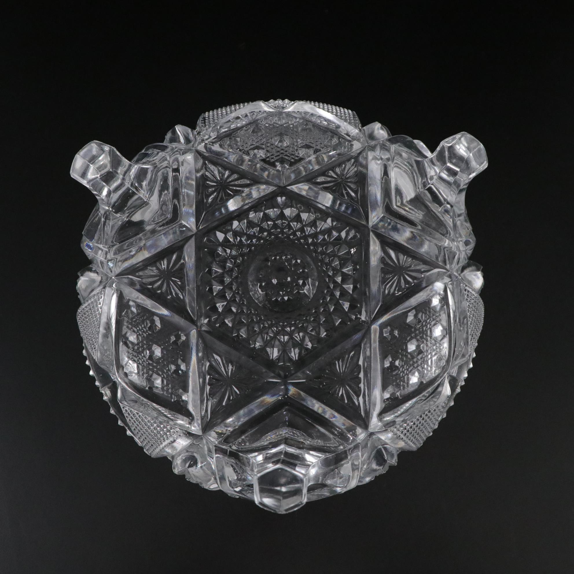 Indiana Glass "Daisy" Pressed Glass Punch Bowl with Tri-Footed and Oval Bowls