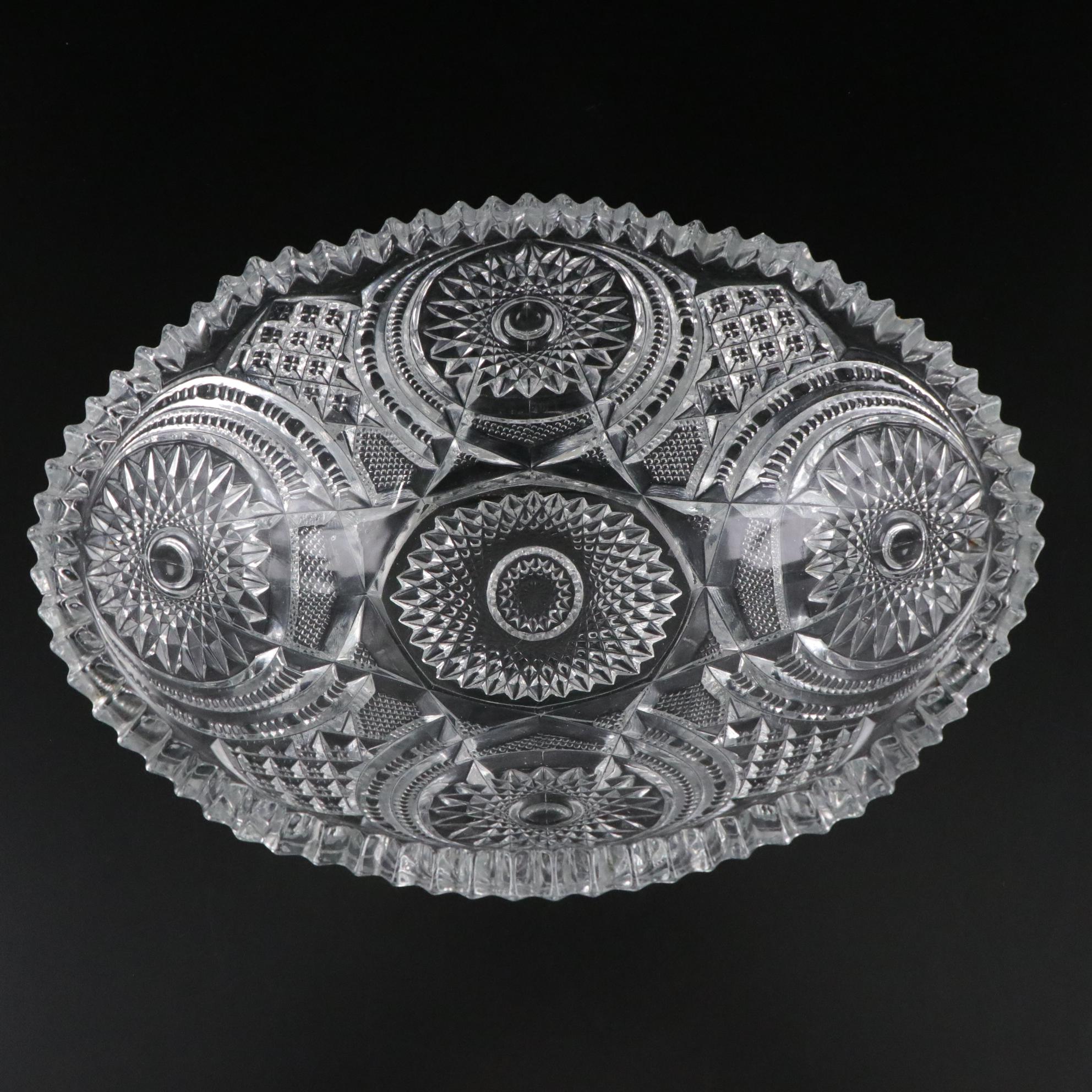 Indiana Glass "Daisy" Pressed Glass Punch Bowl with Tri-Footed and Oval Bowls