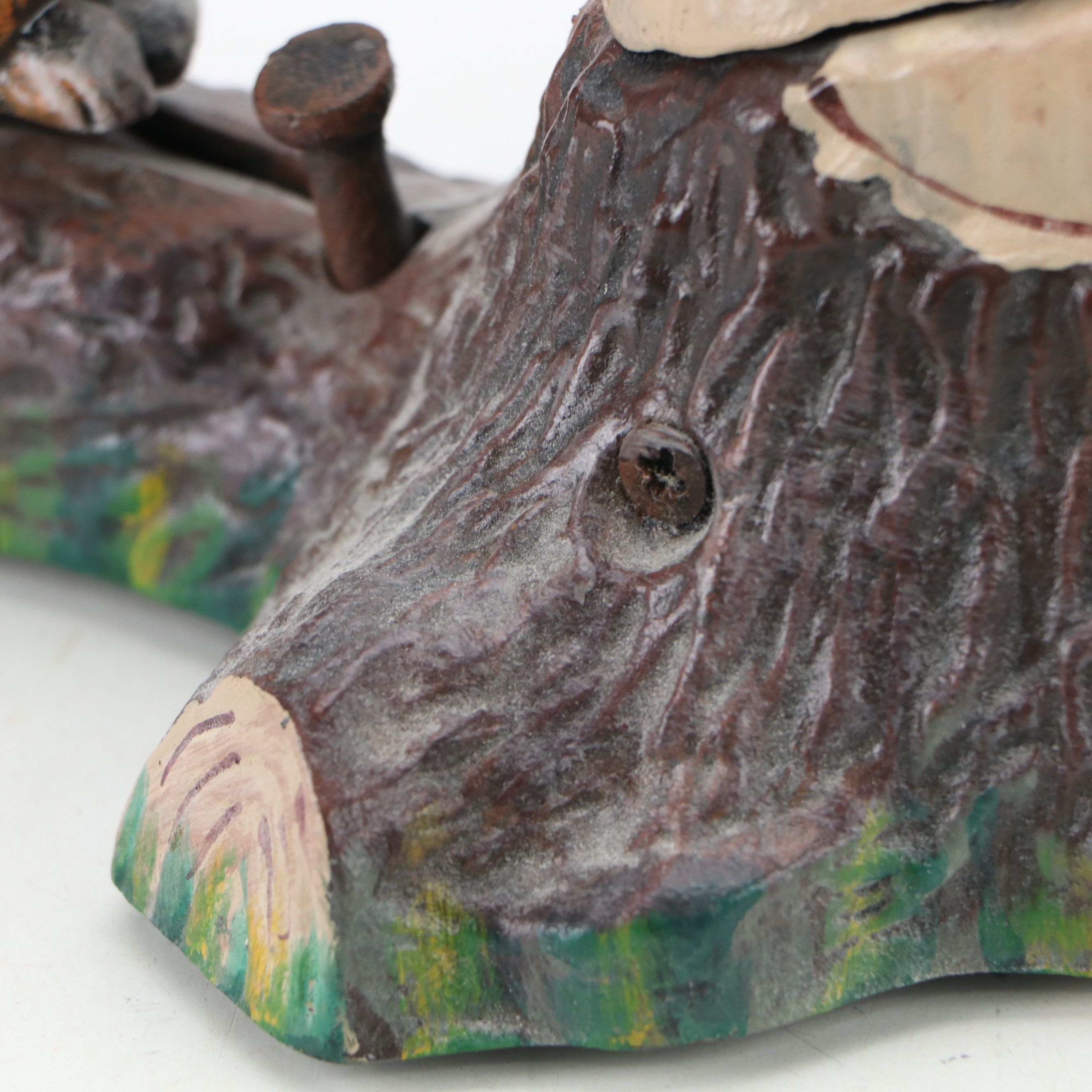 Cast Iron Squirrel and Tree Stump Reproduction Mechanical Coin Bank