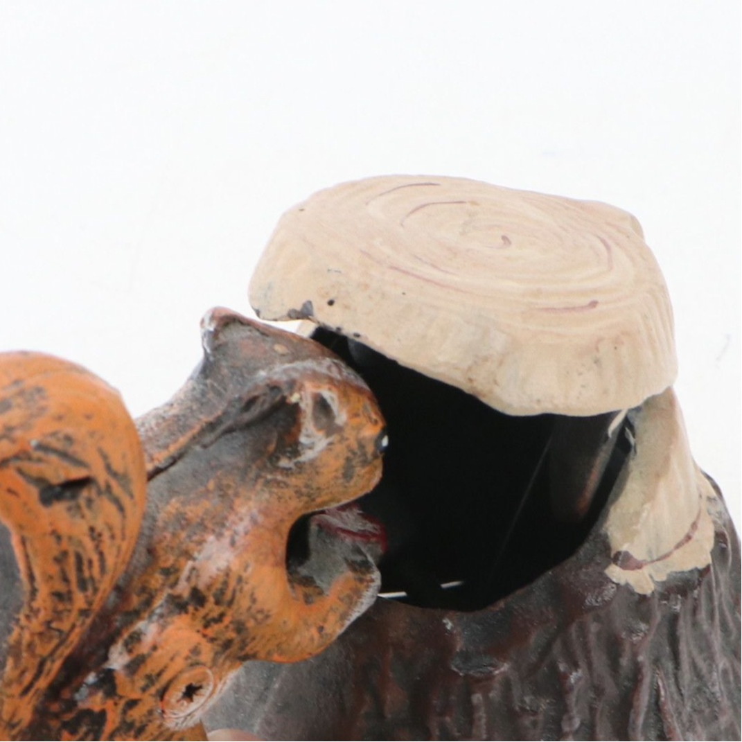 Cast Iron Squirrel and Tree Stump Reproduction Mechanical Coin Bank