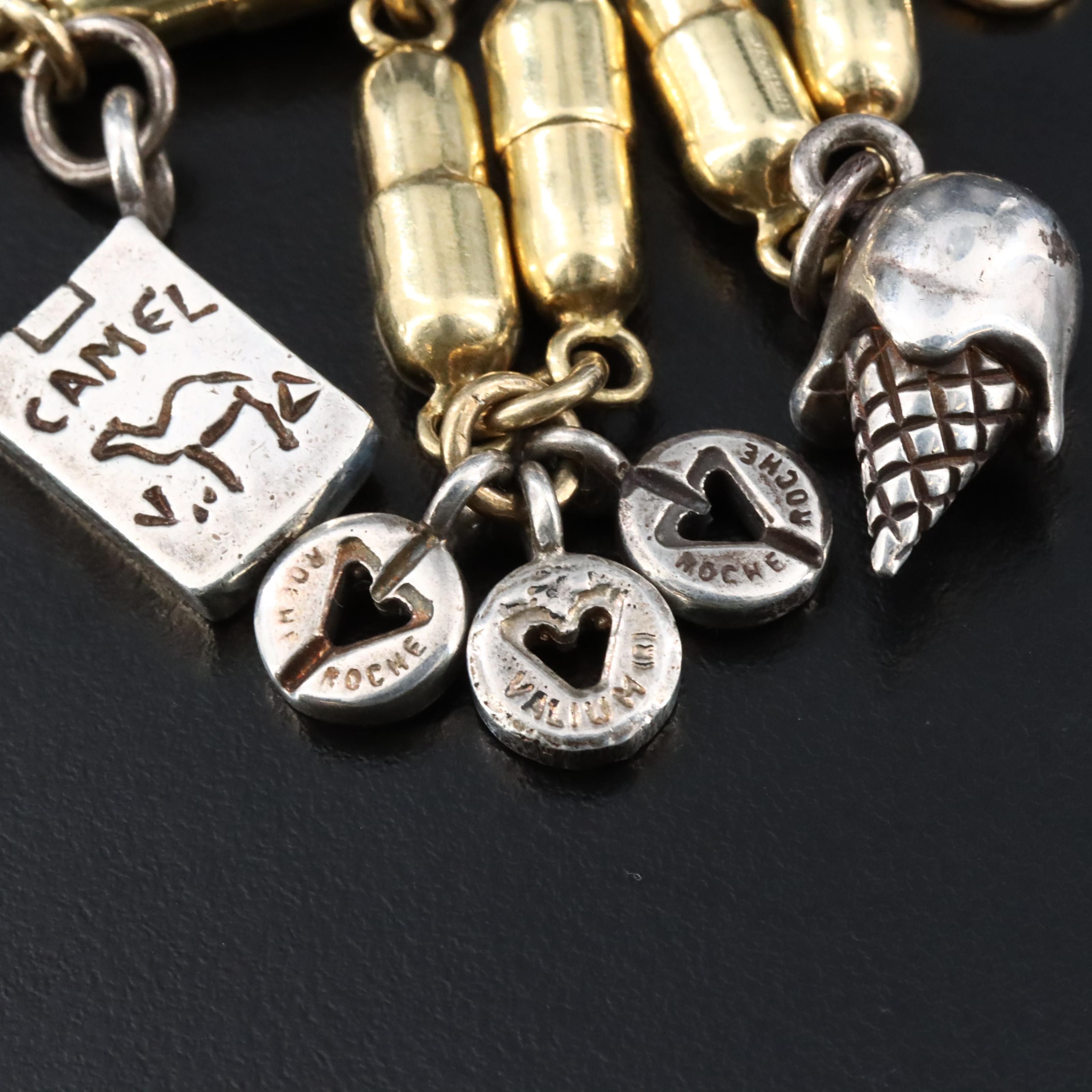 18K Pill Capsule Link Bracelet with Sterling Addiction Themed Charms