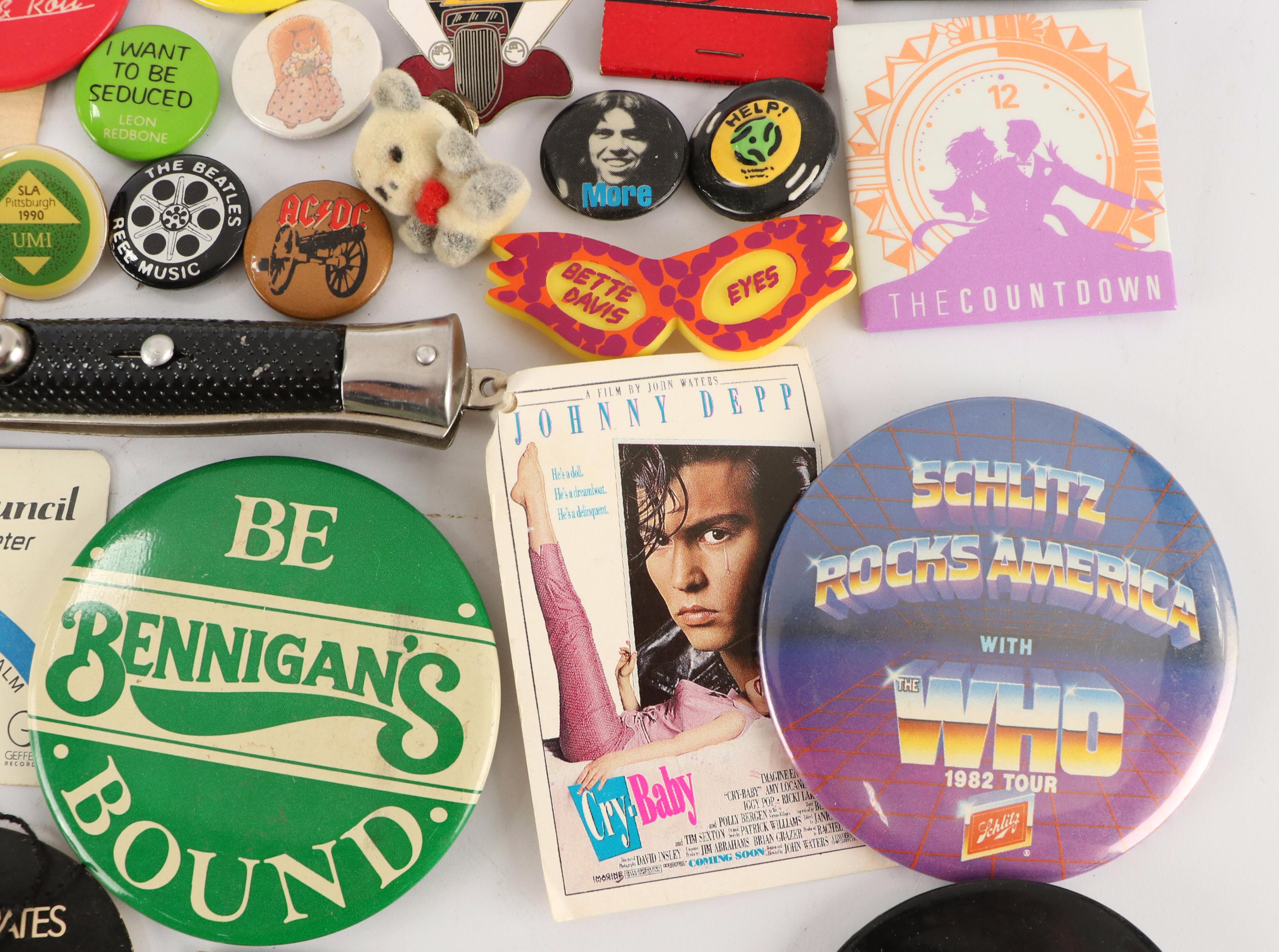 Movie and Music Themed Pins with "Mötley Crüe" Headband and More