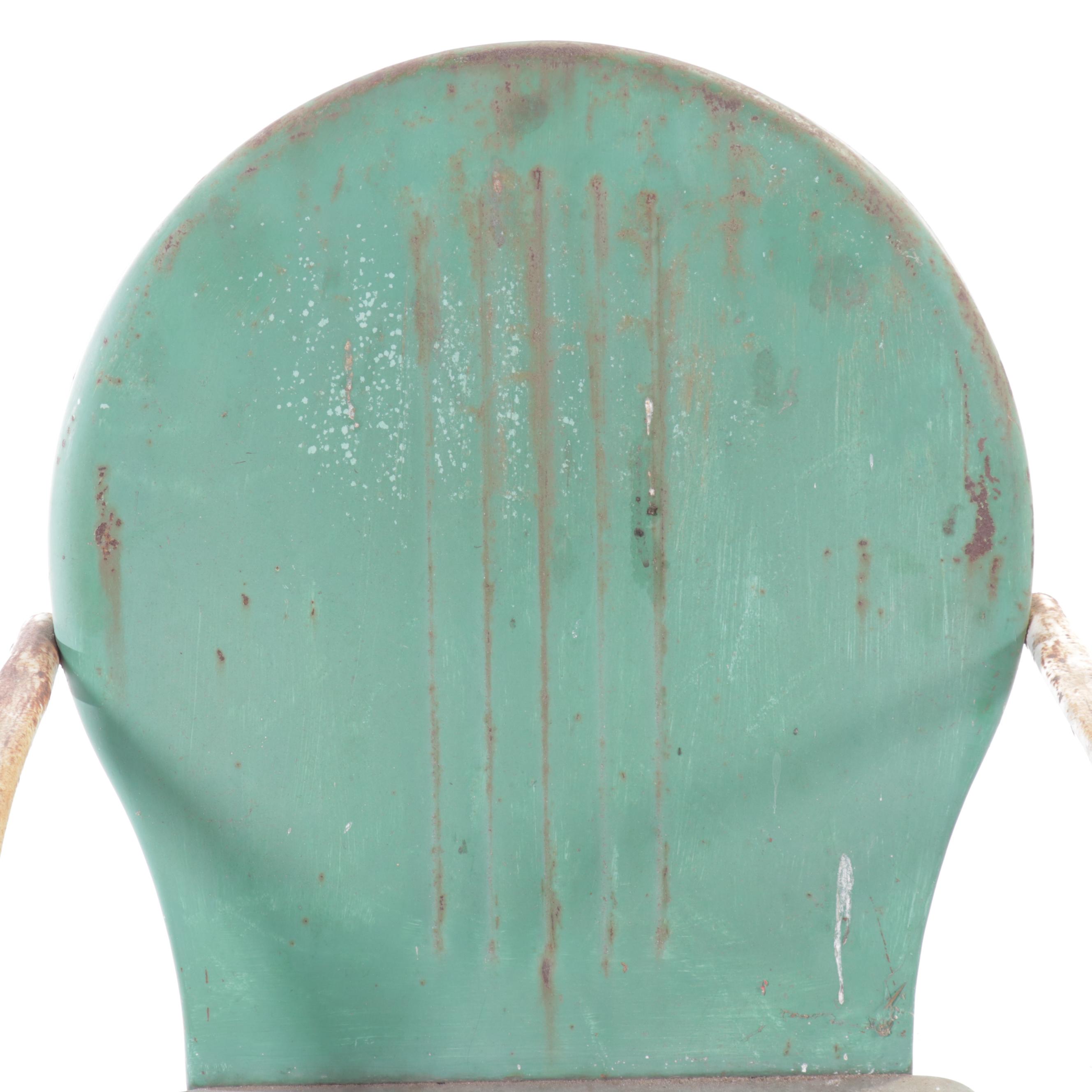 Pair of Mid Century Green Metal Armchairs