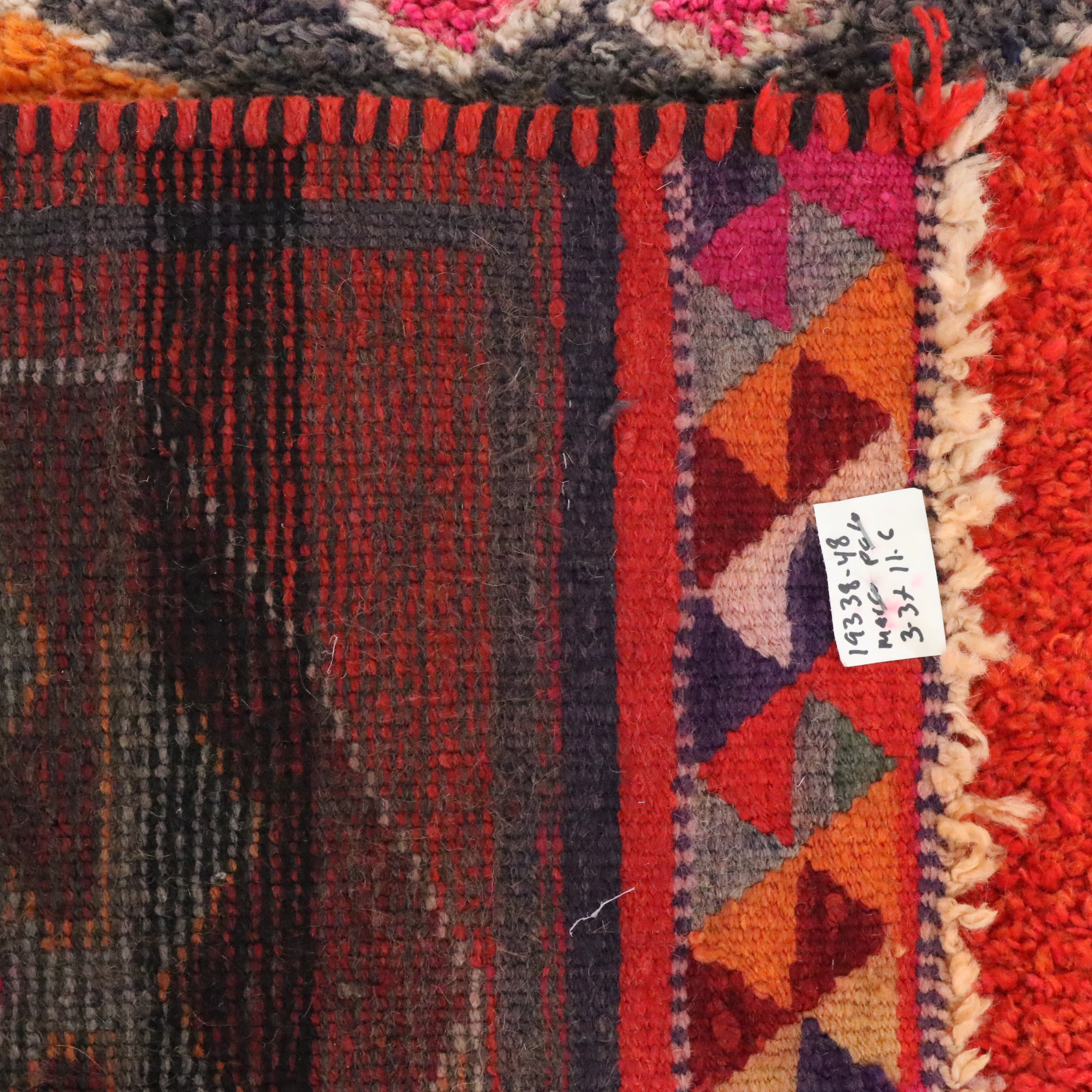 3'4 x 11'7 Hand-Knotted Moroccan Berber Carpet Runner Long Rug