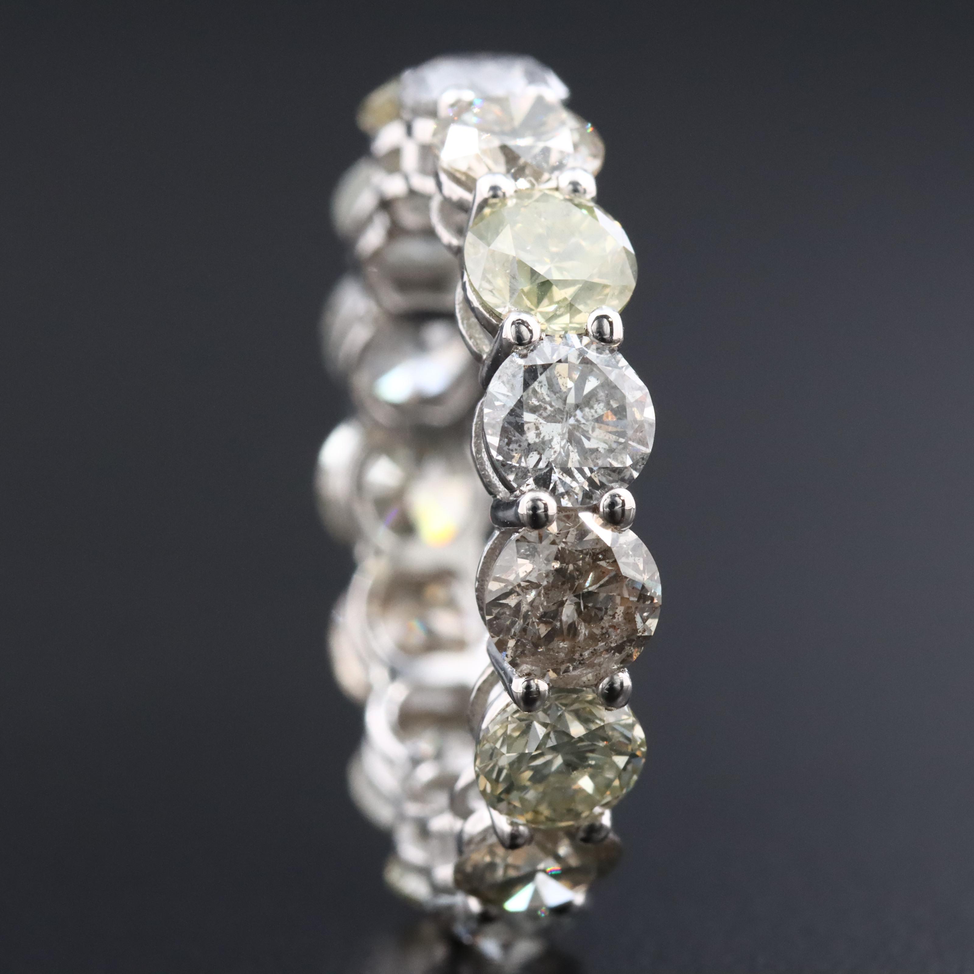 14K 7.63 CTW Diamond Eternity Band with IGI Report and Fancy Color Diamonds