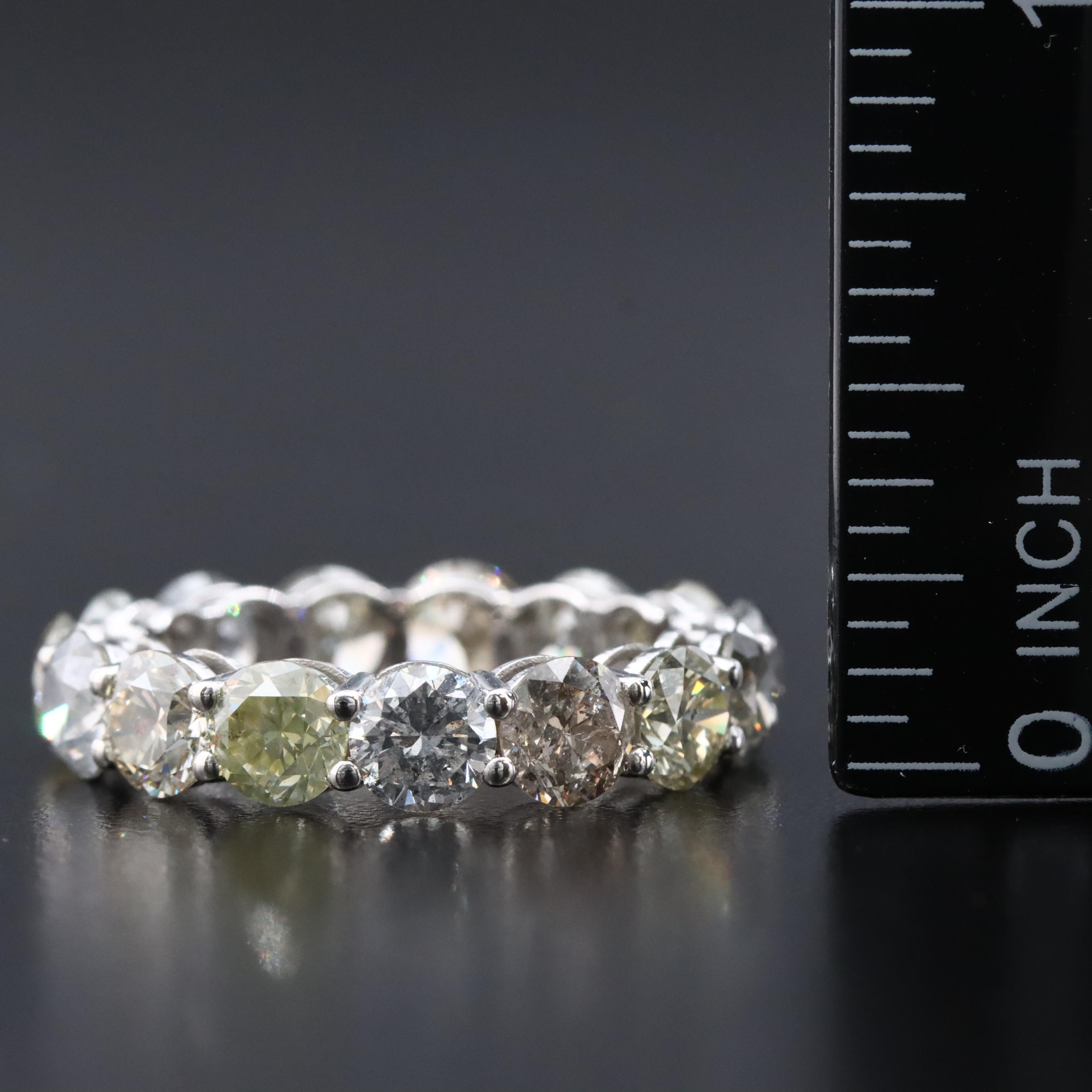 14K 7.63 CTW Diamond Eternity Band with IGI Report and Fancy Color Diamonds