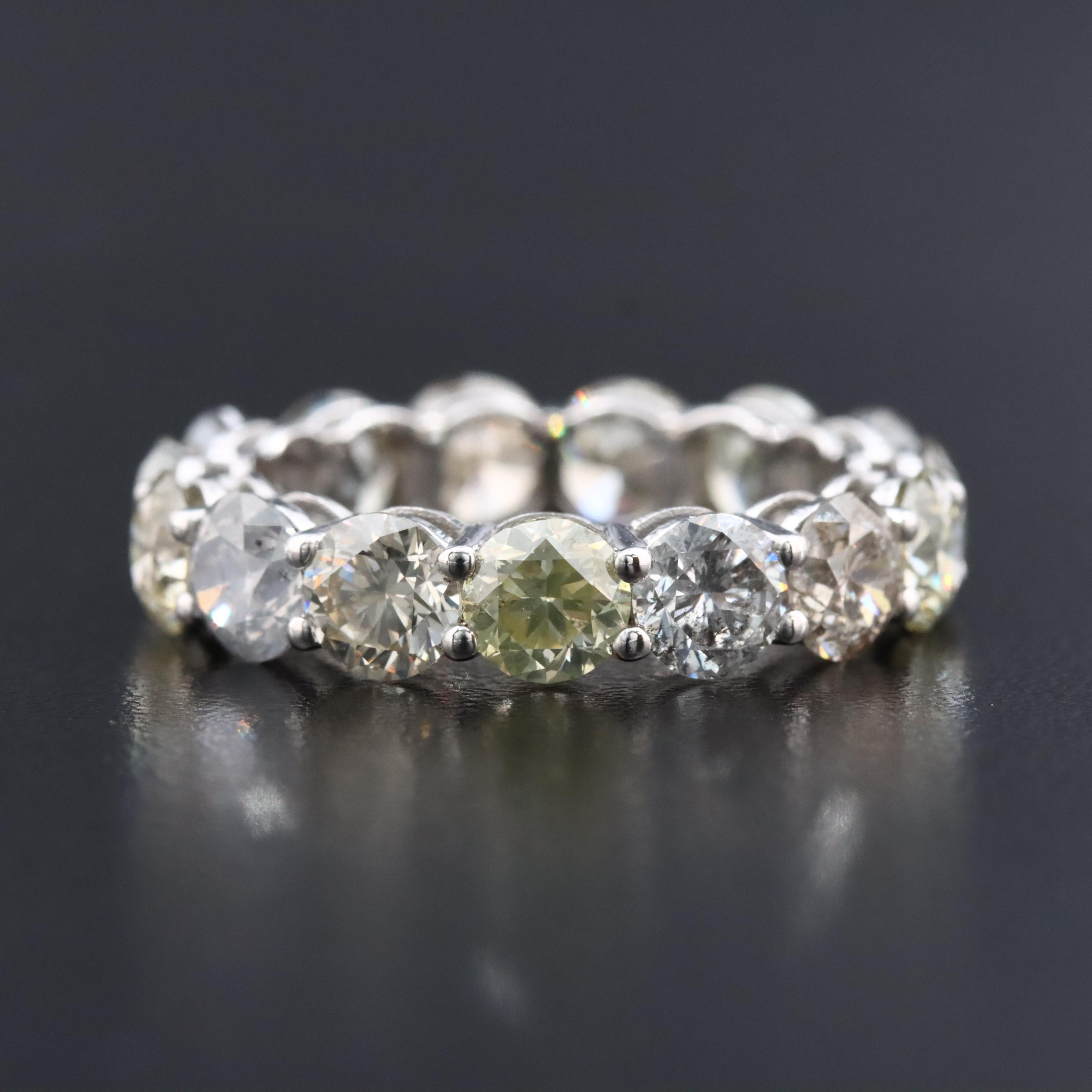 14K 7.63 CTW Diamond Eternity Band with IGI Report and Fancy Color Diamonds