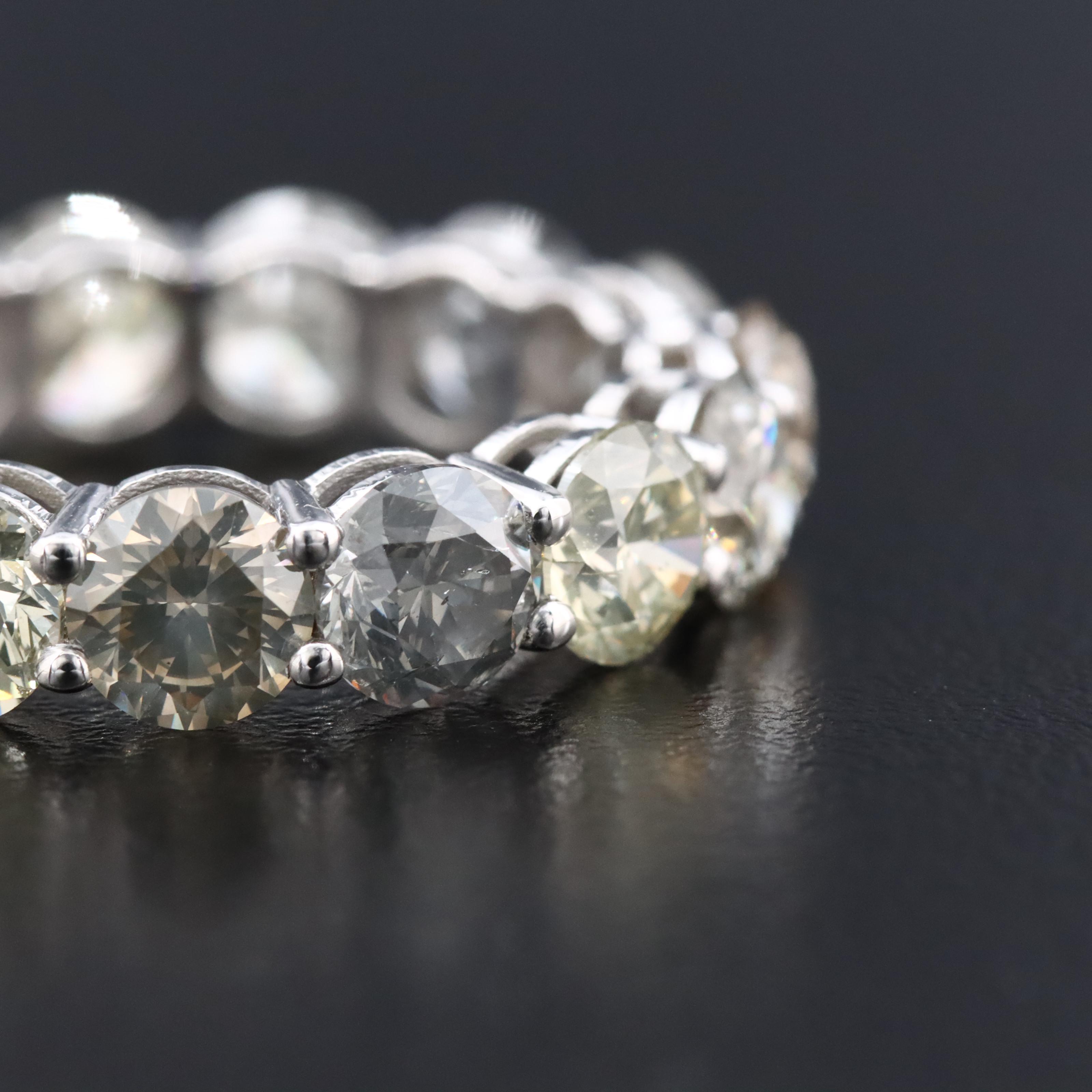 14K 7.63 CTW Diamond Eternity Band with IGI Report and Fancy Color Diamonds