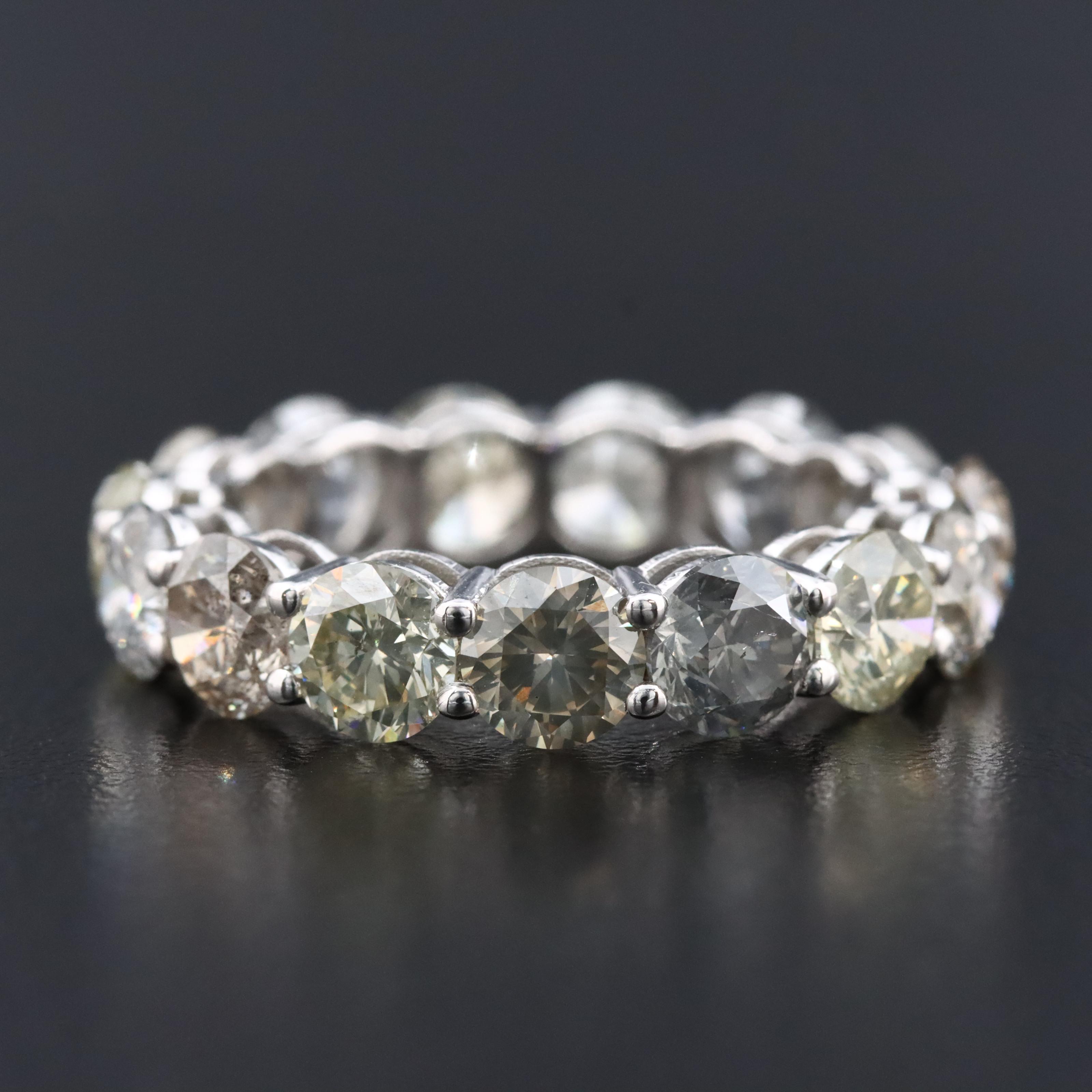 14K 7.63 CTW Diamond Eternity Band with IGI Report and Fancy Color Diamonds
