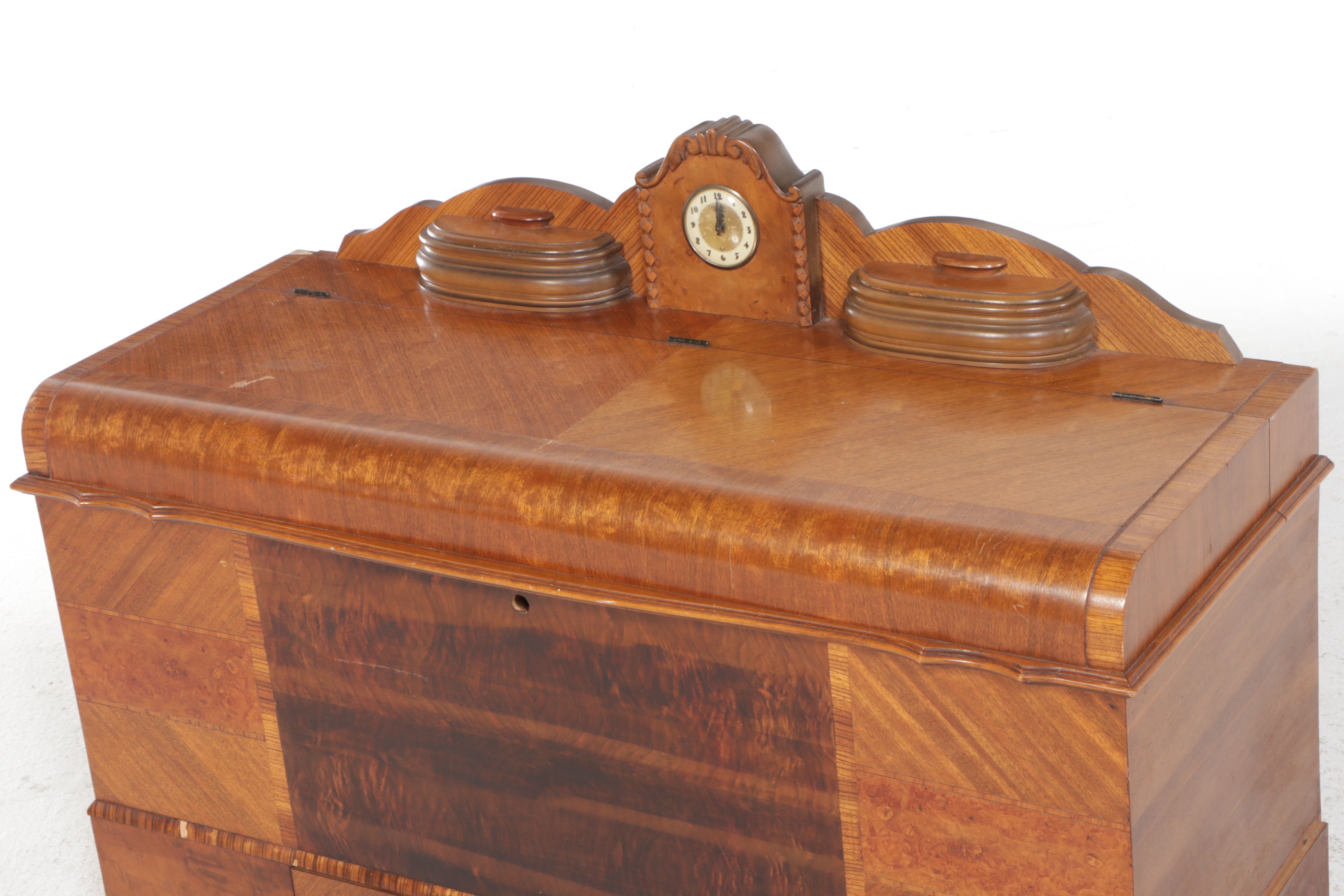 Lane Art Deco Style Burl and Walnut Waterfall Front Cedar Lined Chest