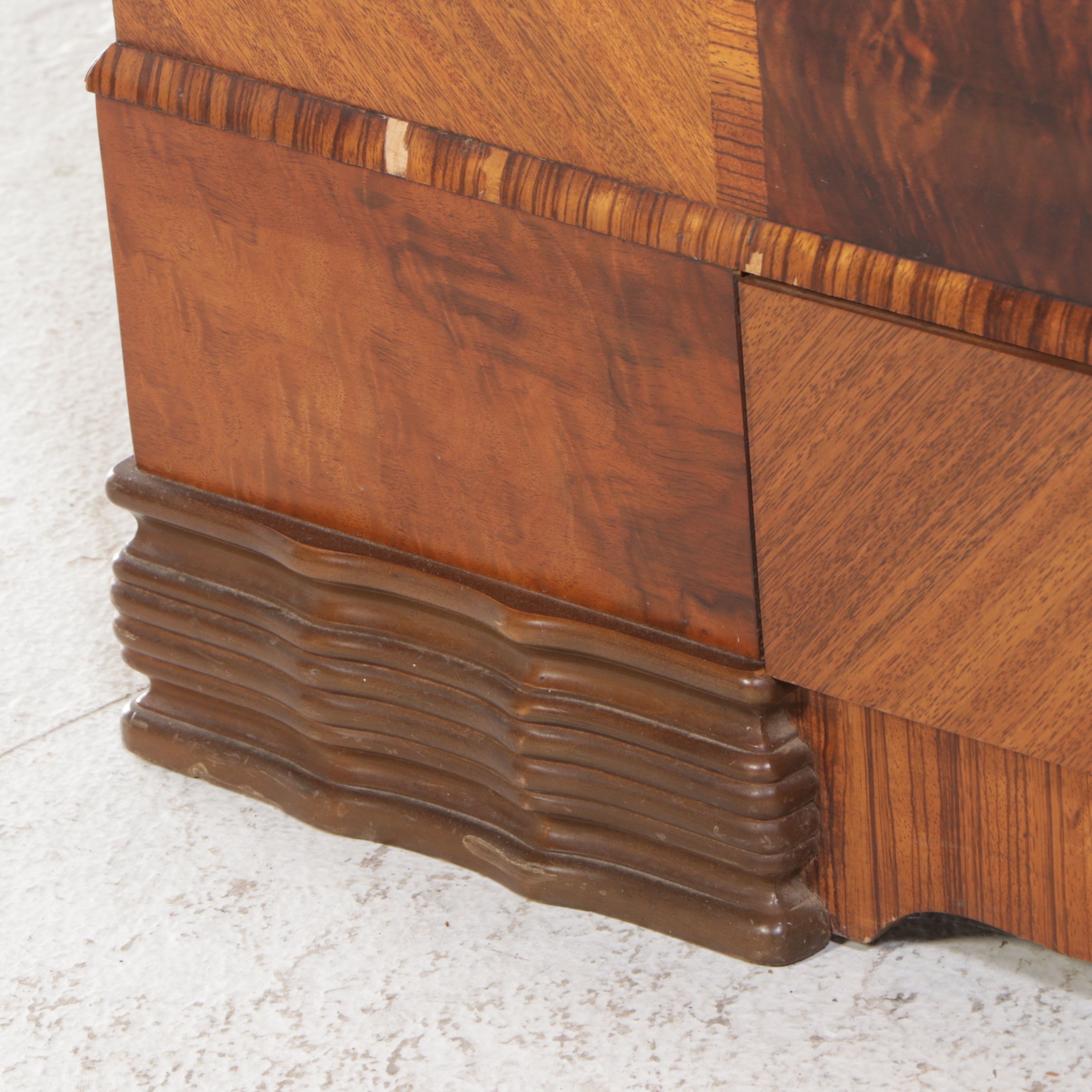 Lane Art Deco Style Burl and Walnut Waterfall Front Cedar Lined Chest