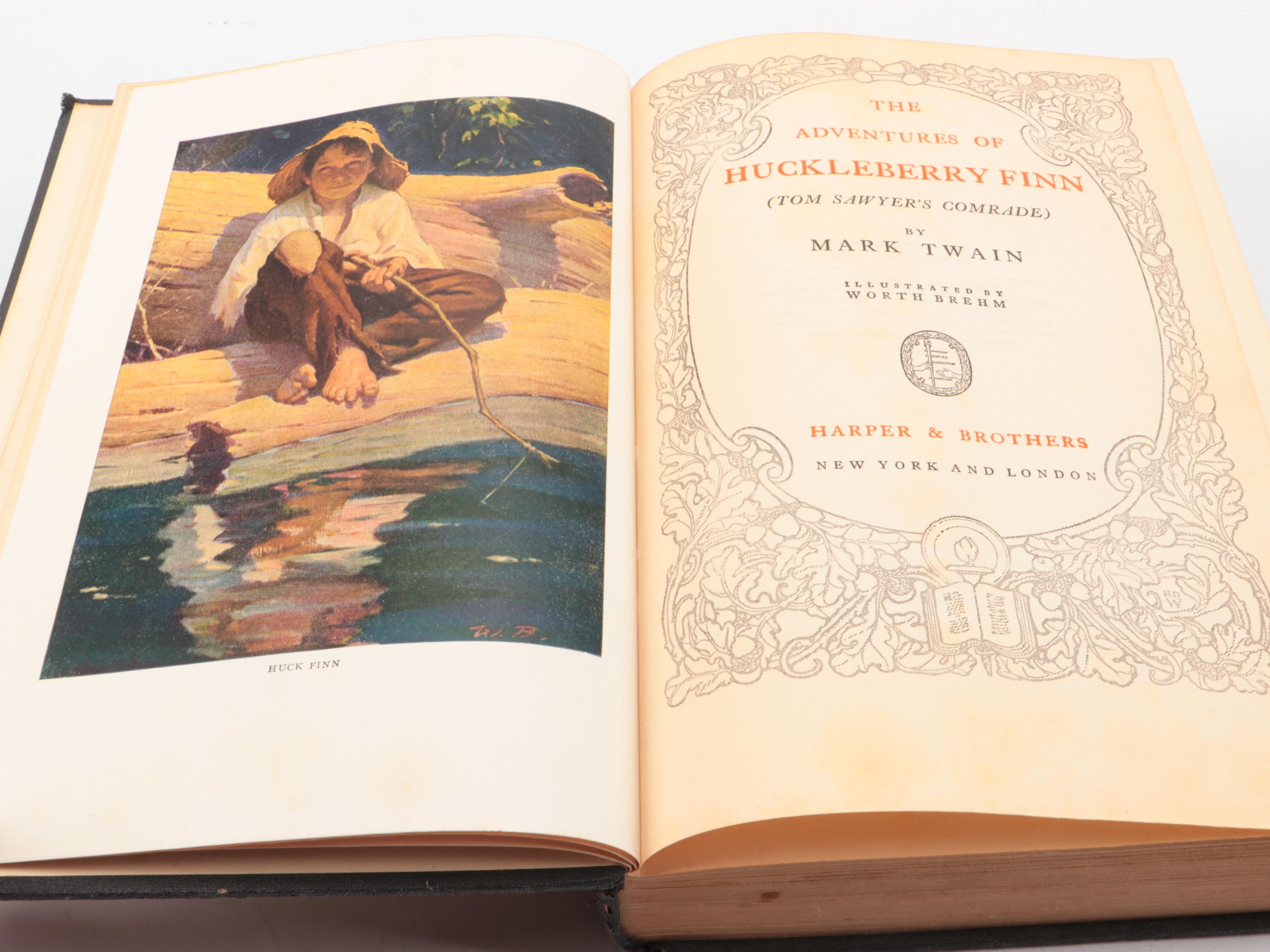 Worth Brehm Illustrated "The Adventures of Huckleberry Finn" by Mark Twain, 1937