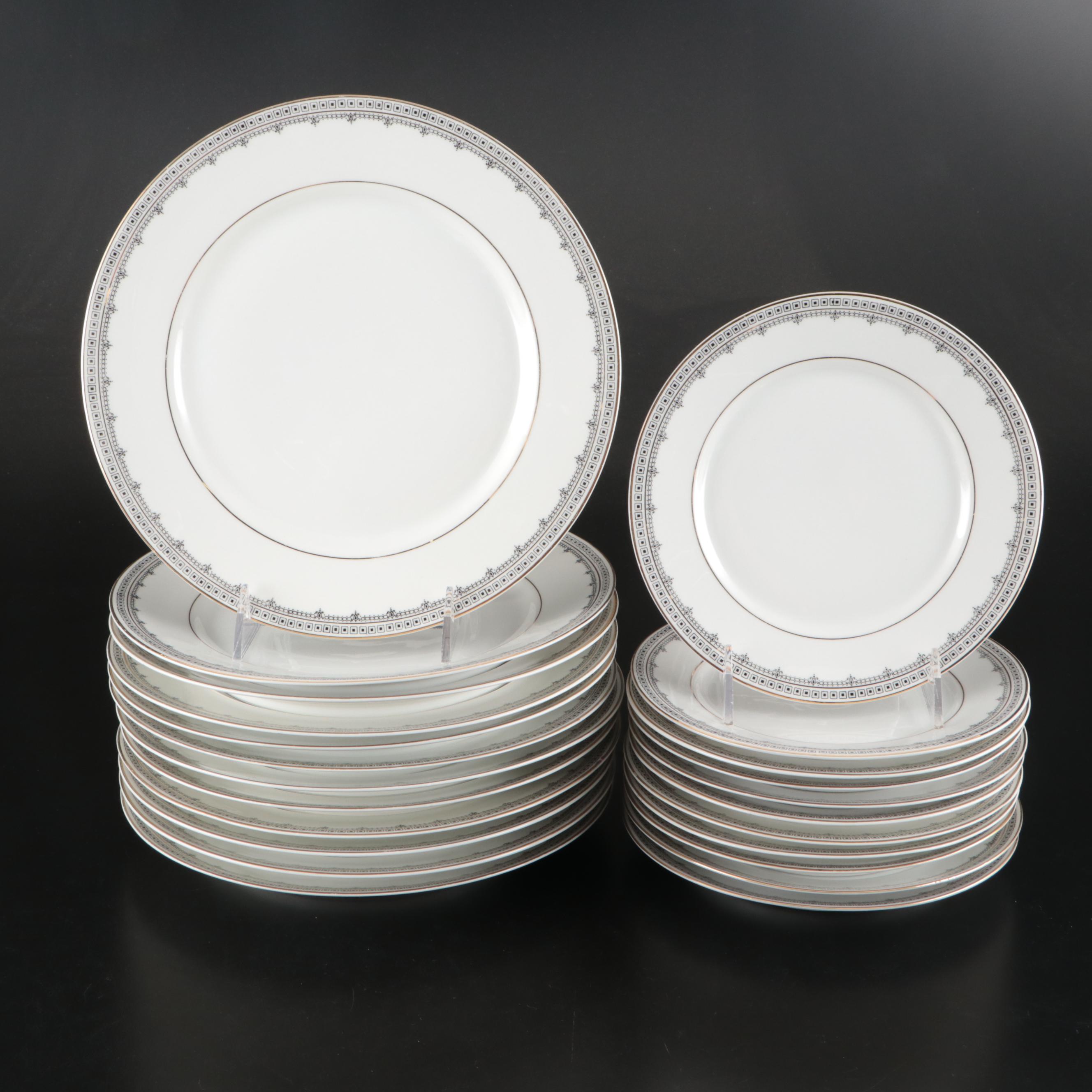 Zeh Scherzer Gilt Porcelain Dinnerware with Serving Pieces, Early to Mid-20th C.