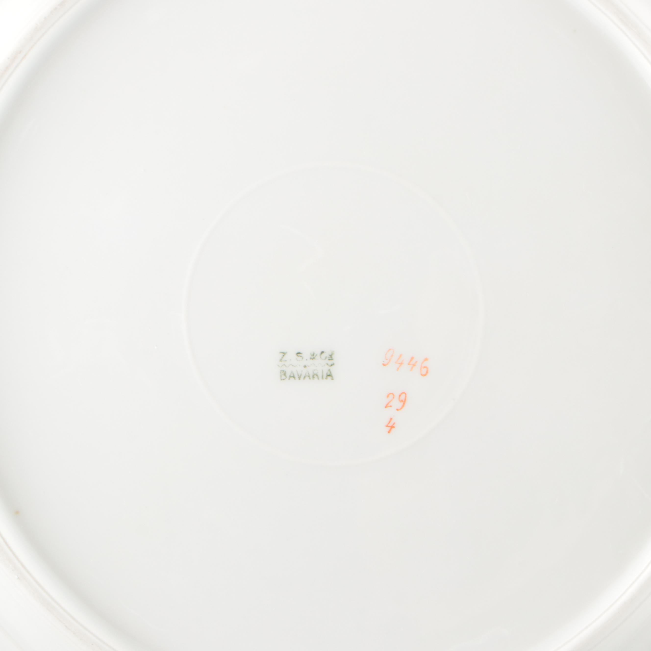 Zeh Scherzer Gilt Porcelain Dinnerware with Serving Pieces, Early to Mid-20th C.