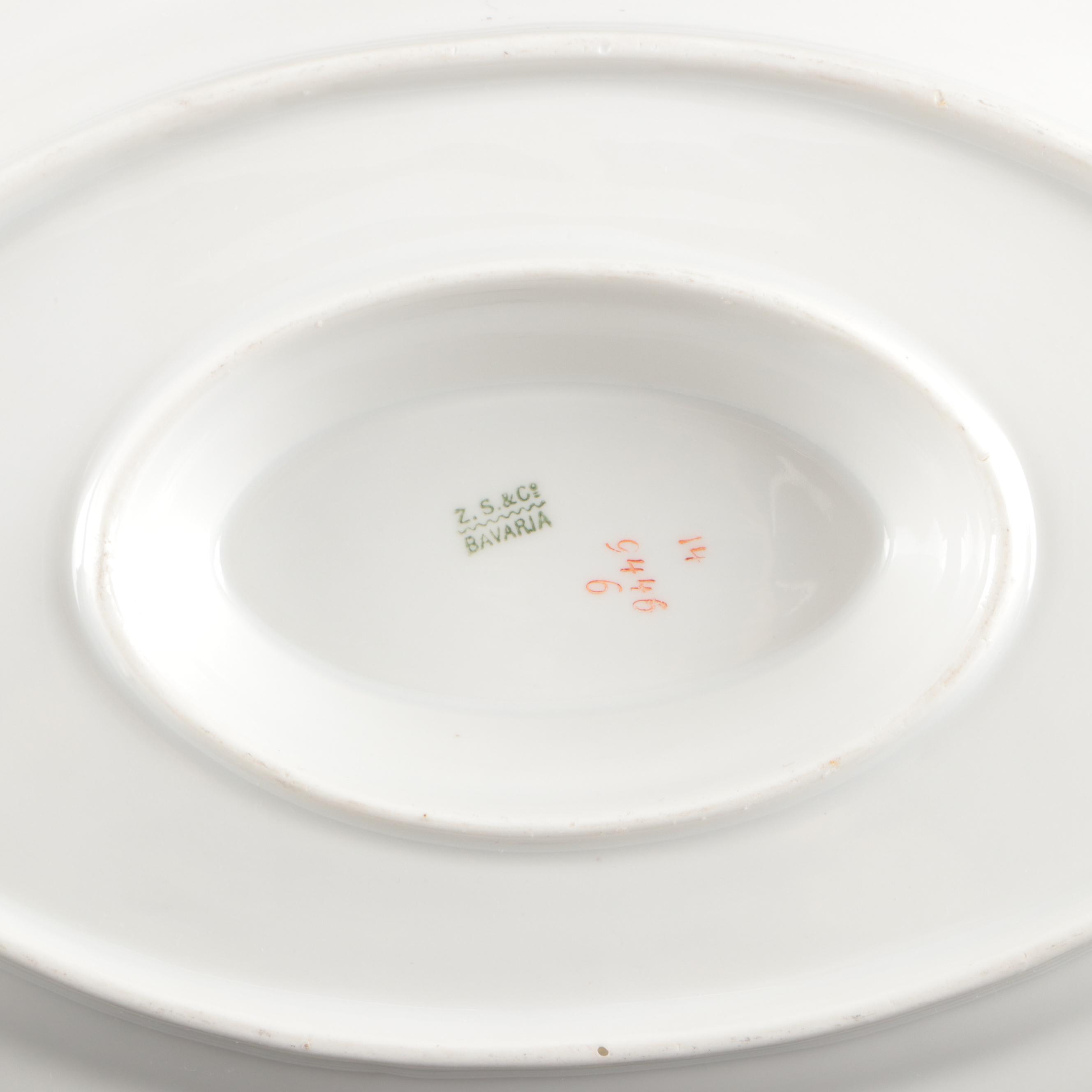 Zeh Scherzer Gilt Porcelain Dinnerware with Serving Pieces, Early to Mid-20th C.