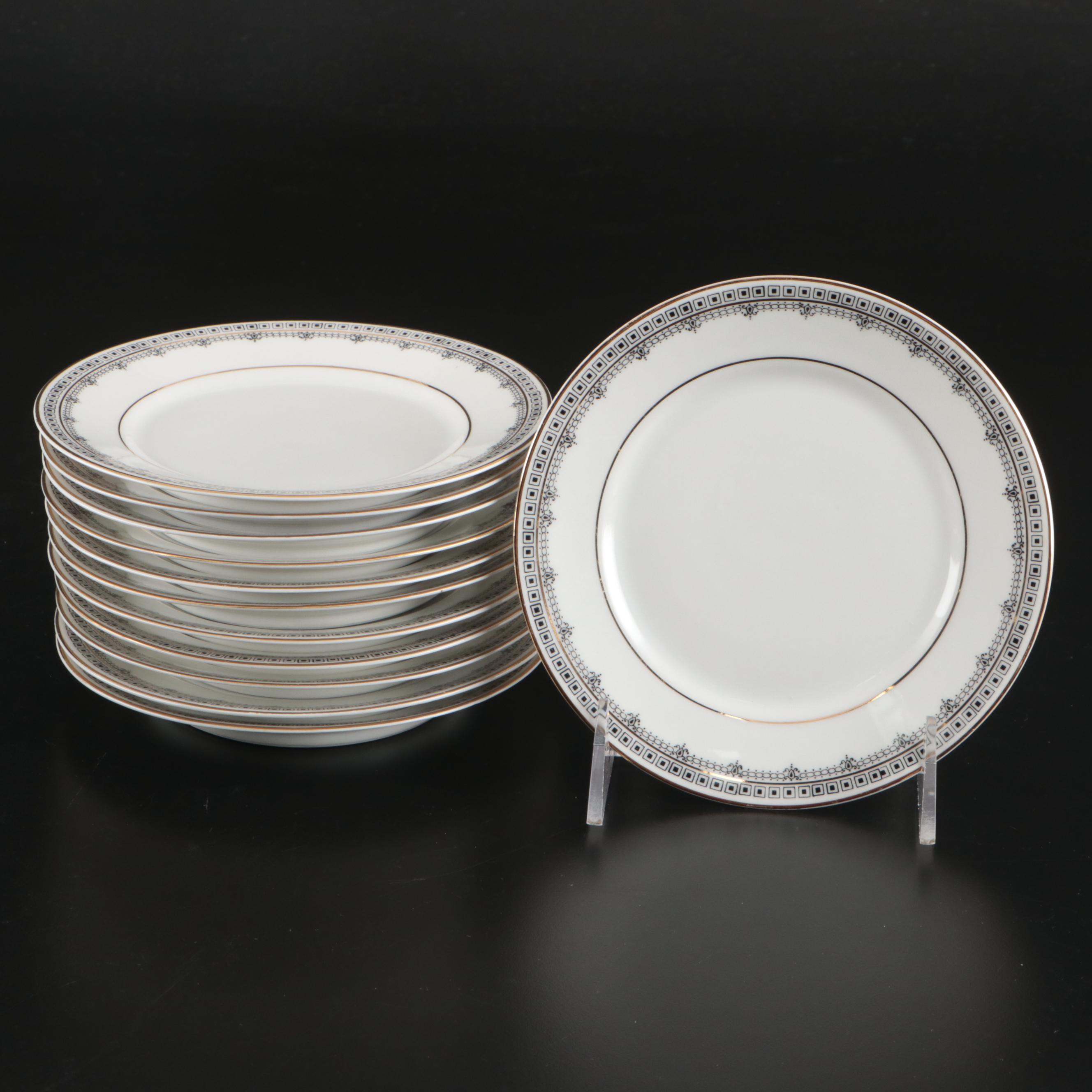 Zeh Scherzer Gilt Porcelain Dinnerware with Serving Pieces, Early to Mid-20th C.