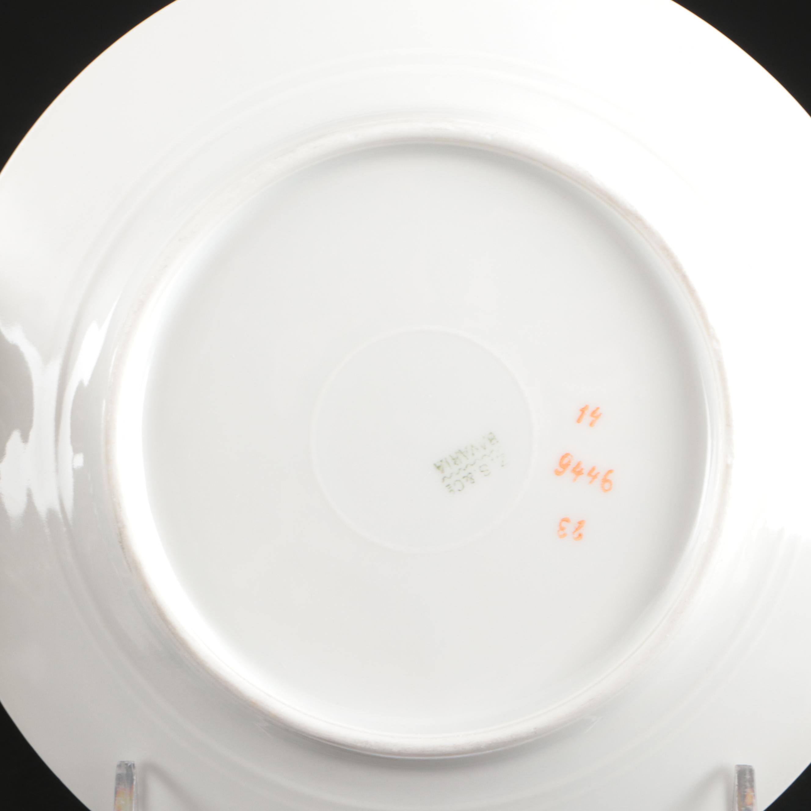 Zeh Scherzer Gilt Porcelain Dinnerware with Serving Pieces, Early to Mid-20th C.