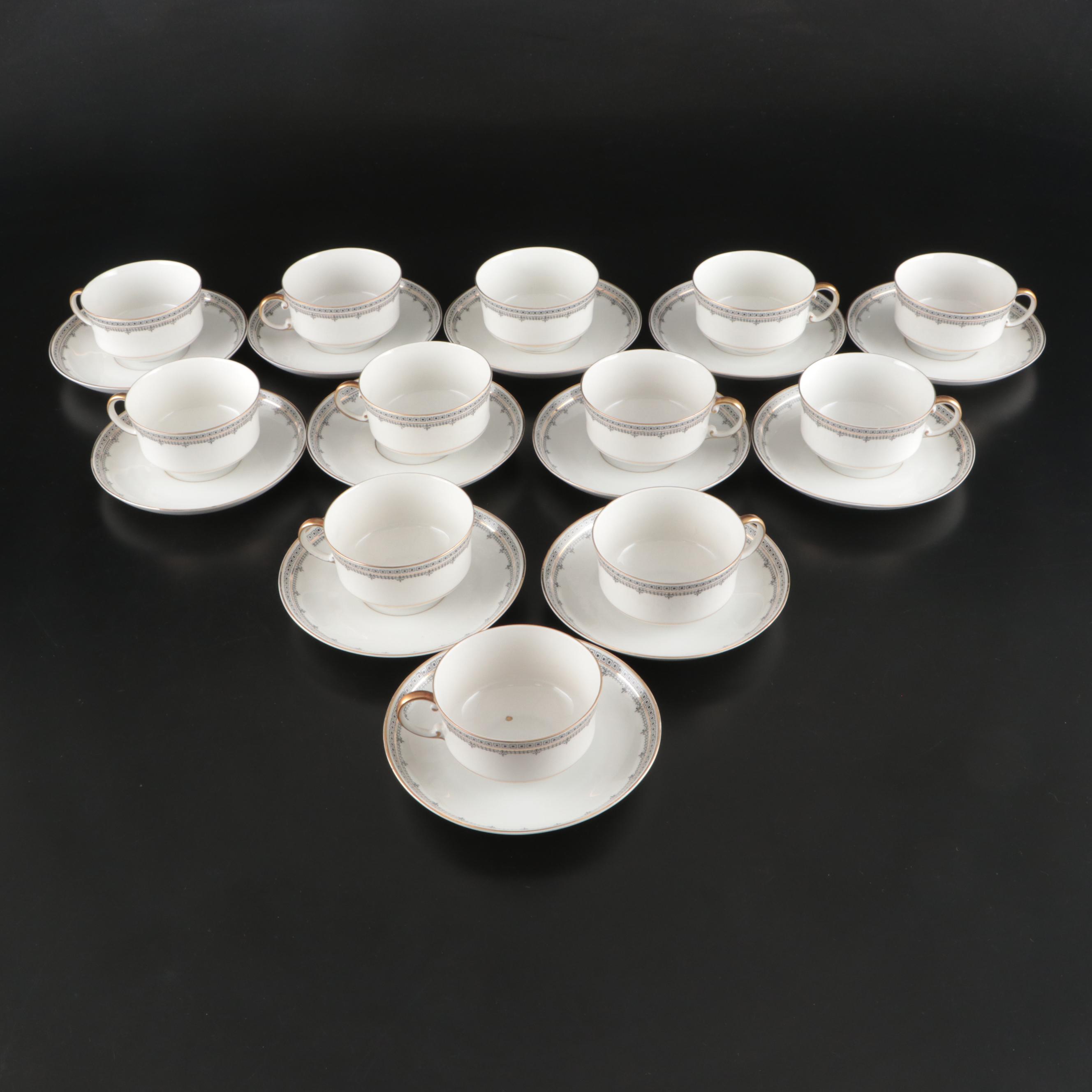 Zeh Scherzer Gilt Porcelain Dinnerware with Serving Pieces, Early to Mid-20th C.