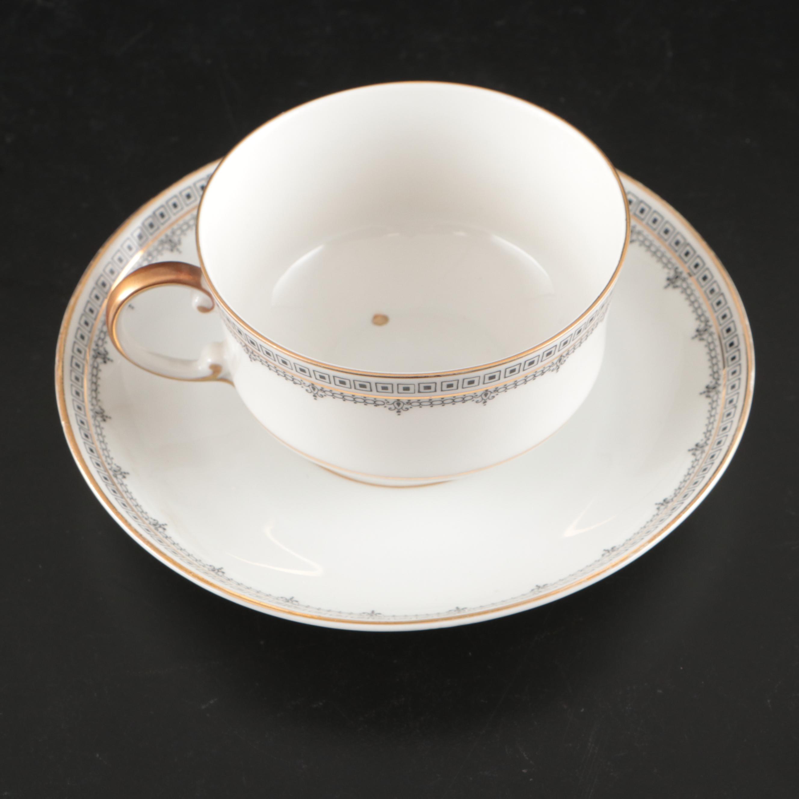 Zeh Scherzer Gilt Porcelain Dinnerware with Serving Pieces, Early to Mid-20th C.
