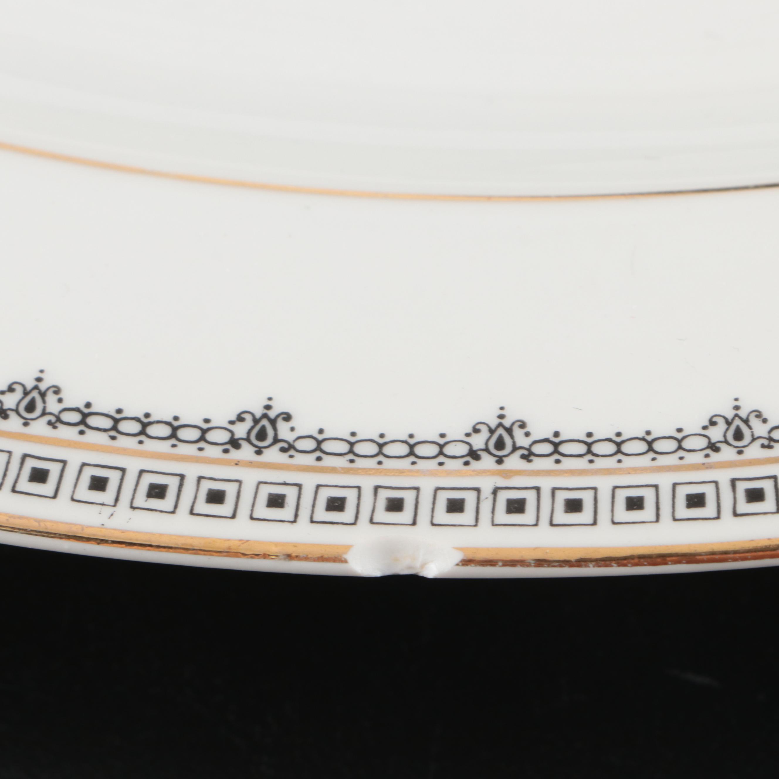 Zeh Scherzer Gilt Porcelain Dinnerware with Serving Pieces, Early to Mid-20th C.