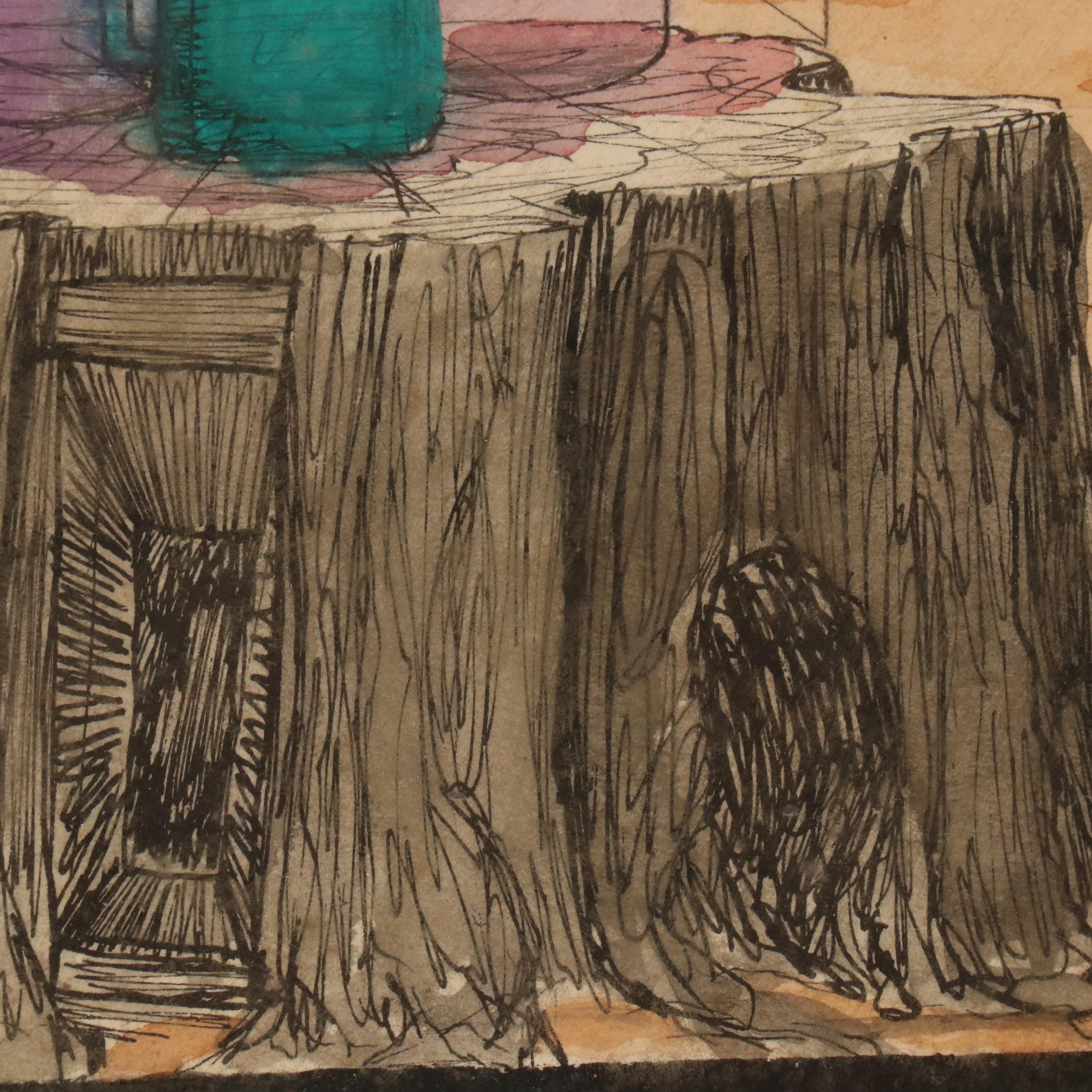 Thomas L. Willis Jr. Still Life Mixed Media Drawing, 1967