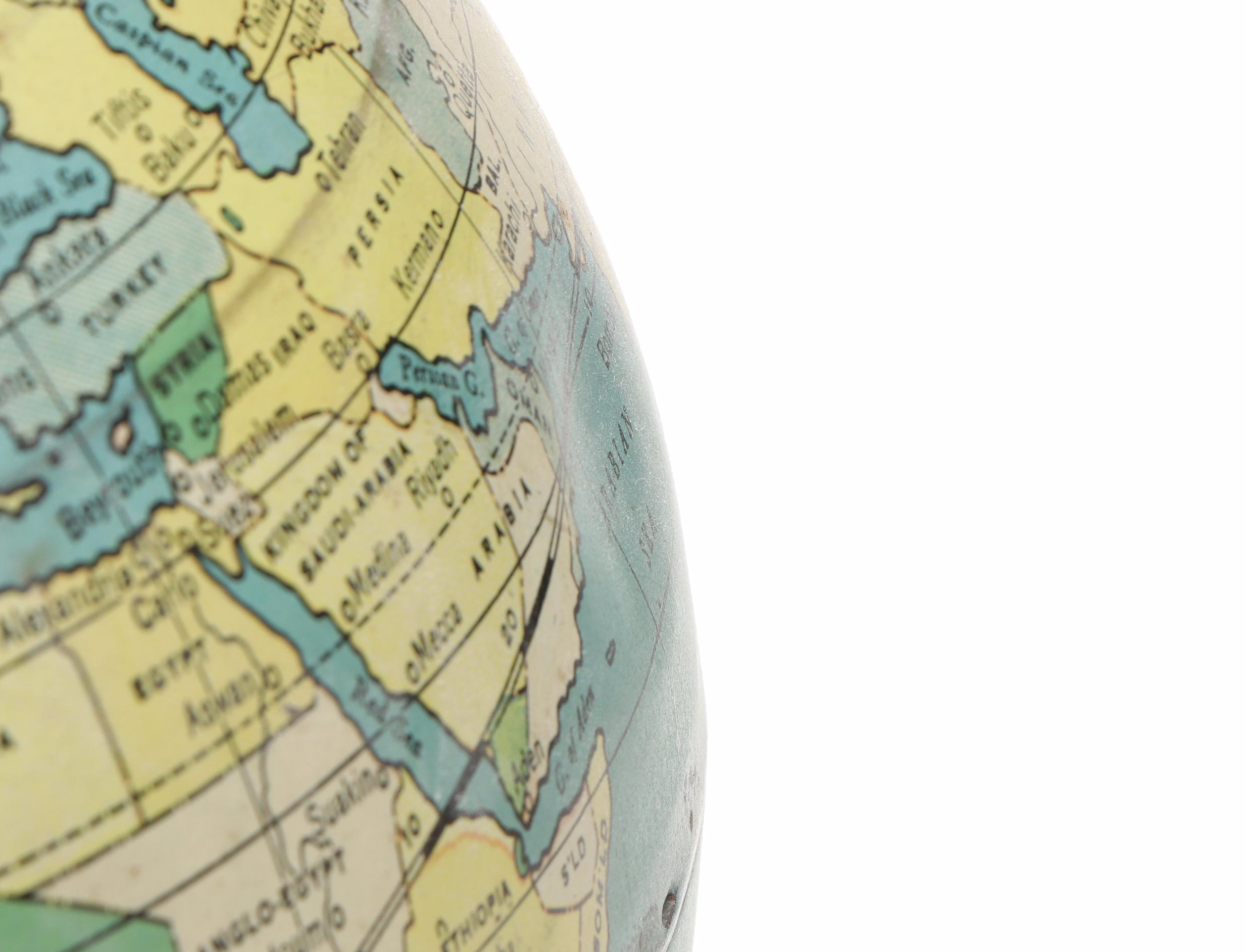 J. Chein Zodiac Tin World Globe with General Electric Clock and Bookends