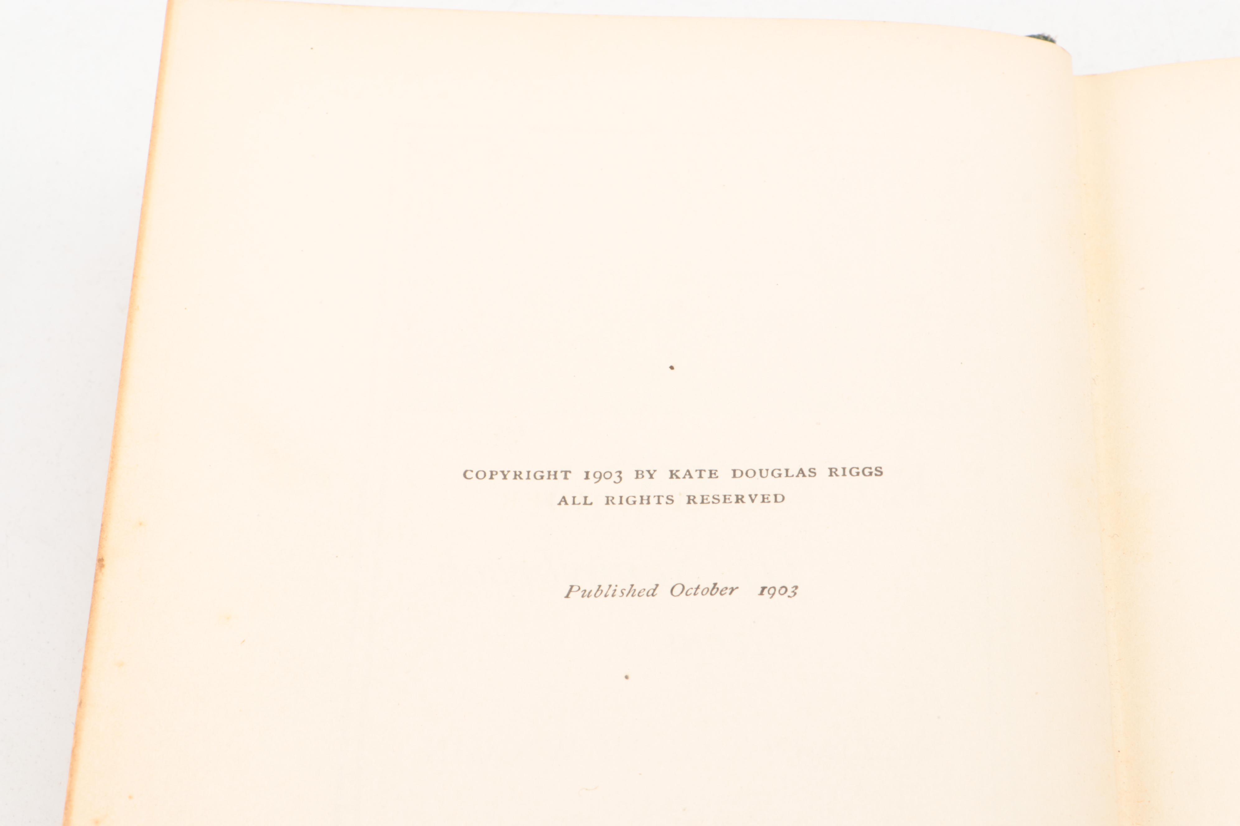 First Edition "Rebecca of Sunnybrook Farm" by Kate Douglas Wiggin, 1903