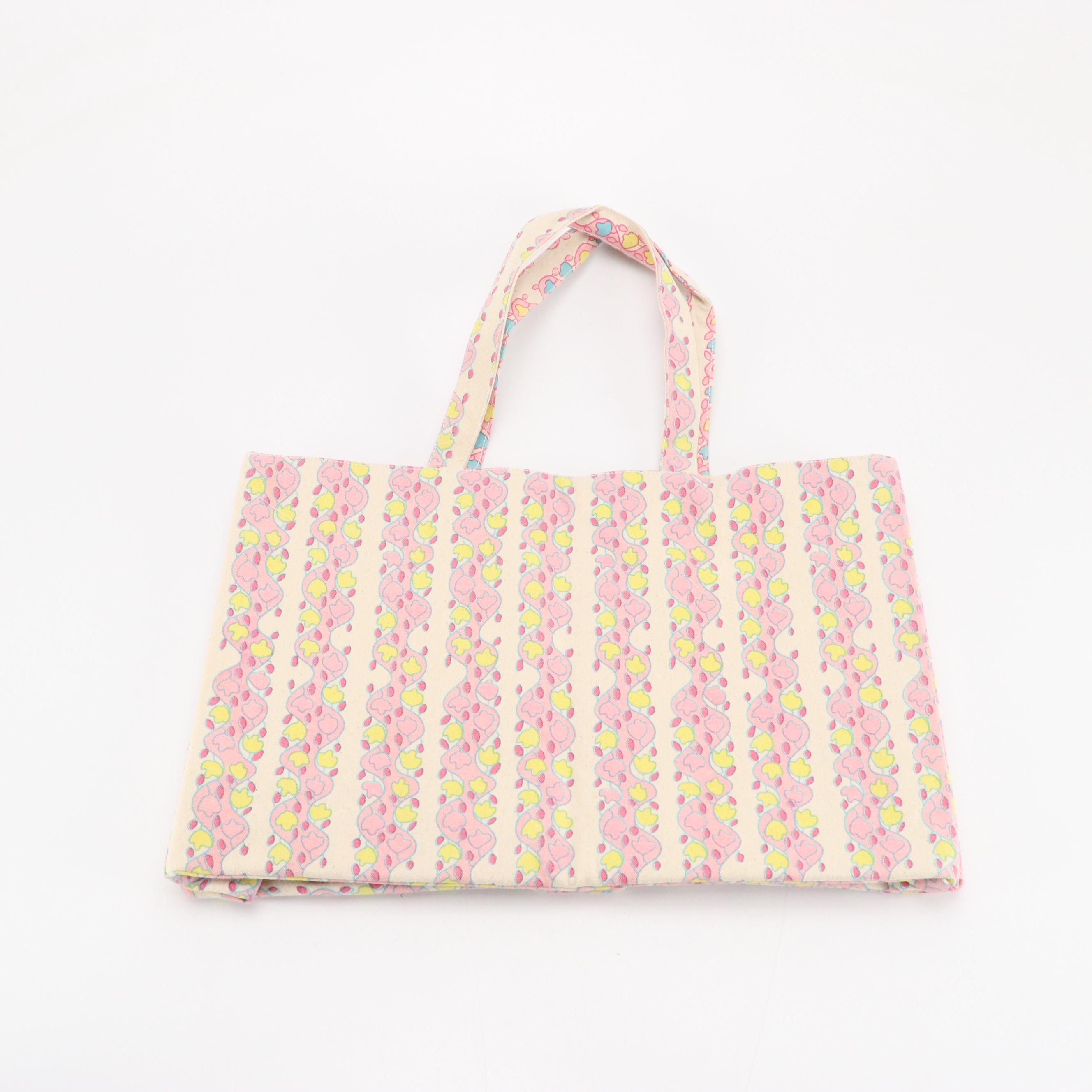 Olive Street Yellow and Pink Printed Totes