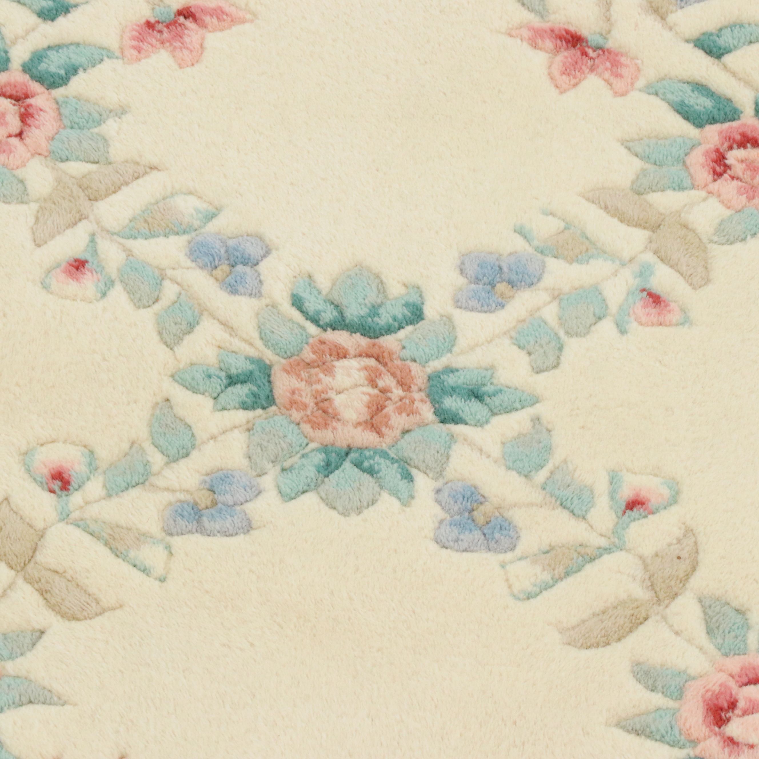 8'1 x 10'4 Hand-Knotted Chinese Pastel Floral Trellis Area Rug