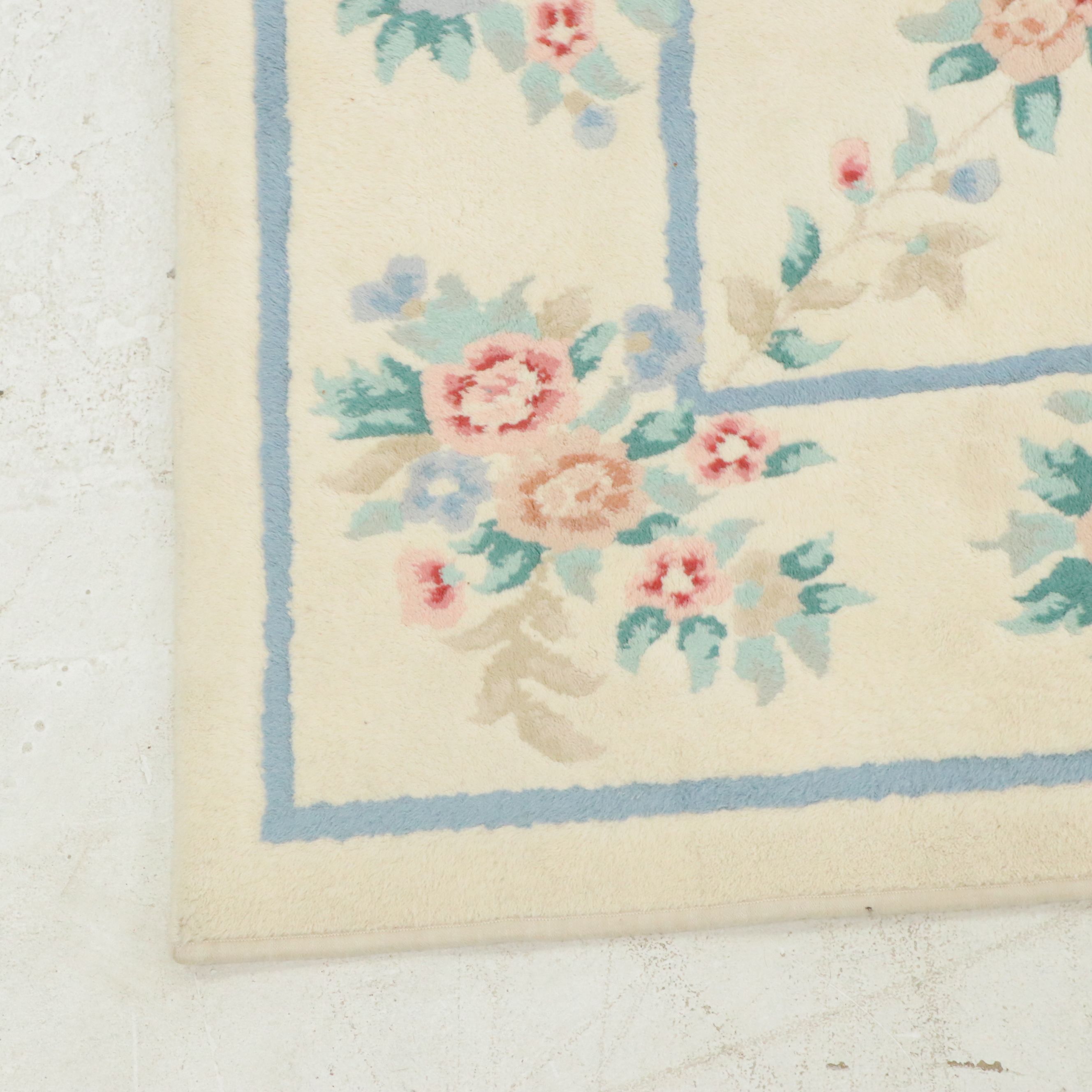 8'1 x 10'4 Hand-Knotted Chinese Pastel Floral Trellis Area Rug