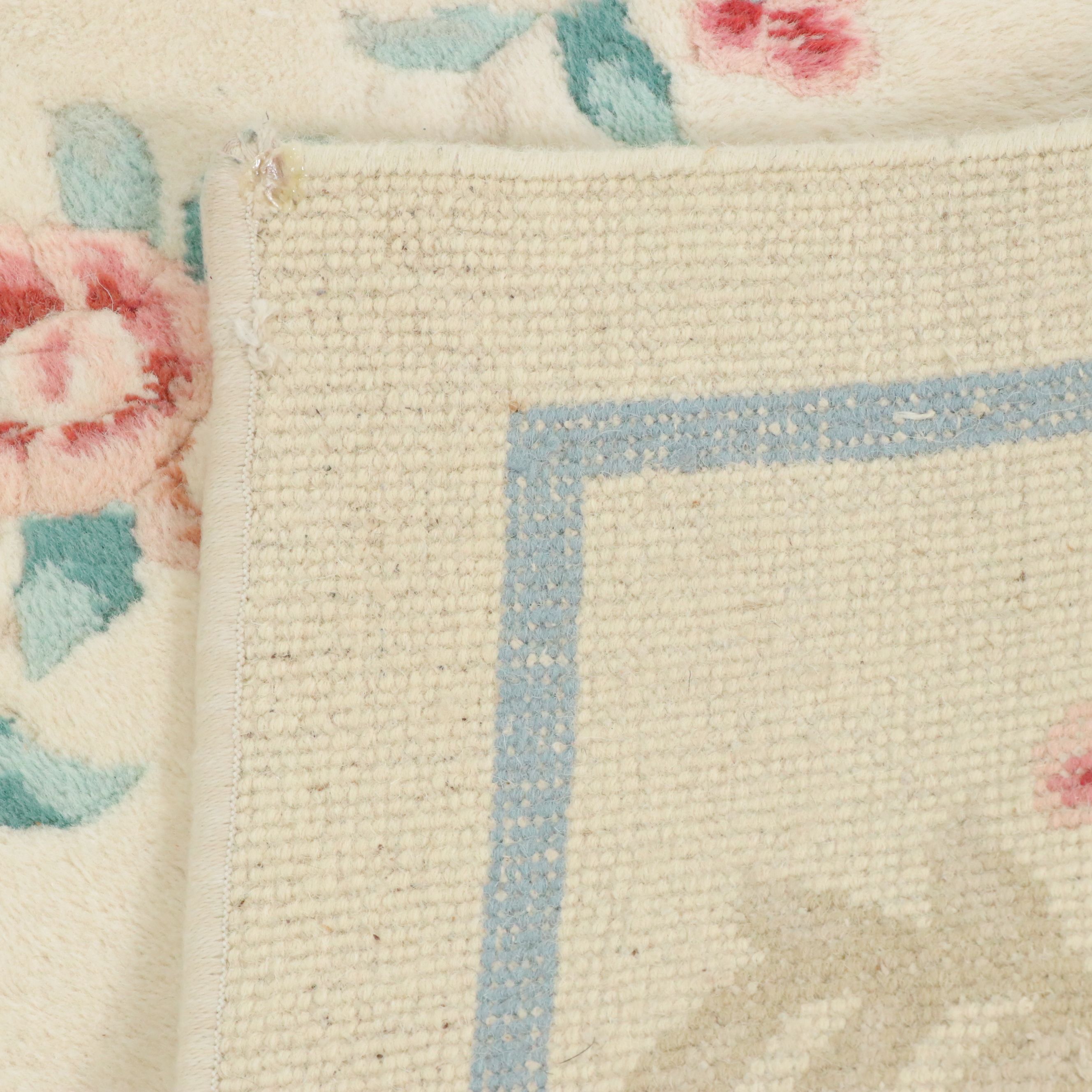 8'1 x 10'4 Hand-Knotted Chinese Pastel Floral Trellis Area Rug