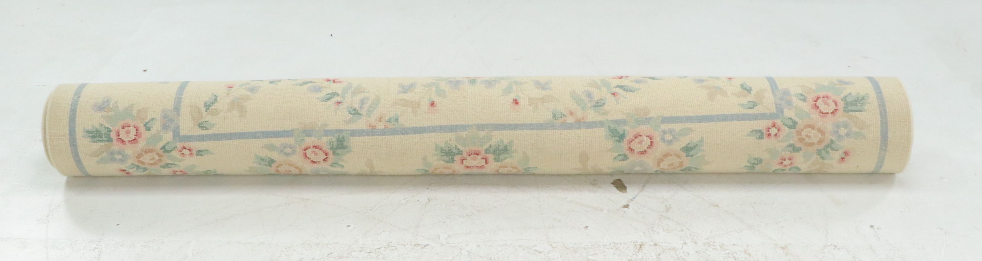 8'1 x 10'4 Hand-Knotted Chinese Pastel Floral Trellis Area Rug