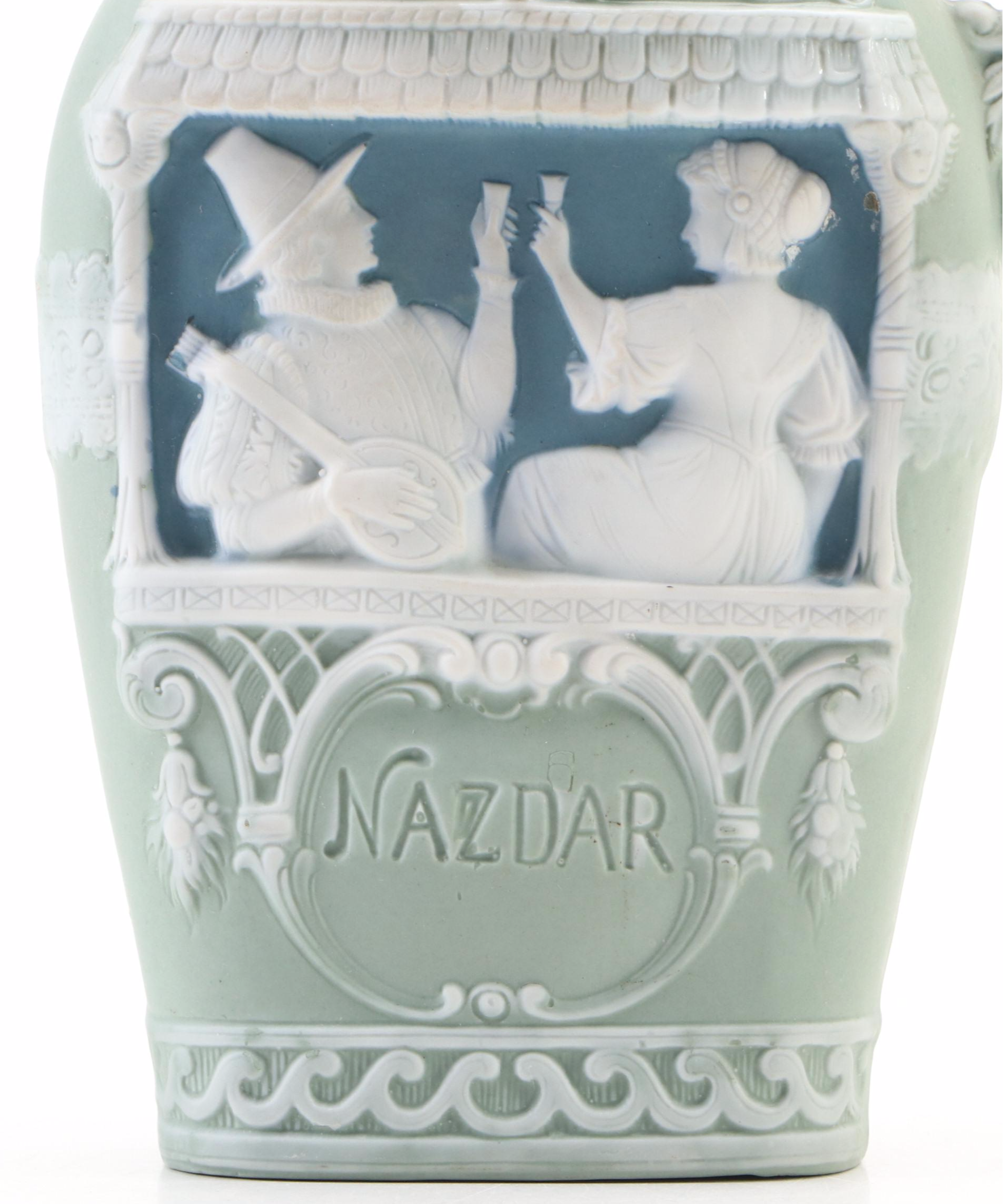 Schafer & Vater German Jasperware Bottle Flask, Late 19th/ Early 20th Century