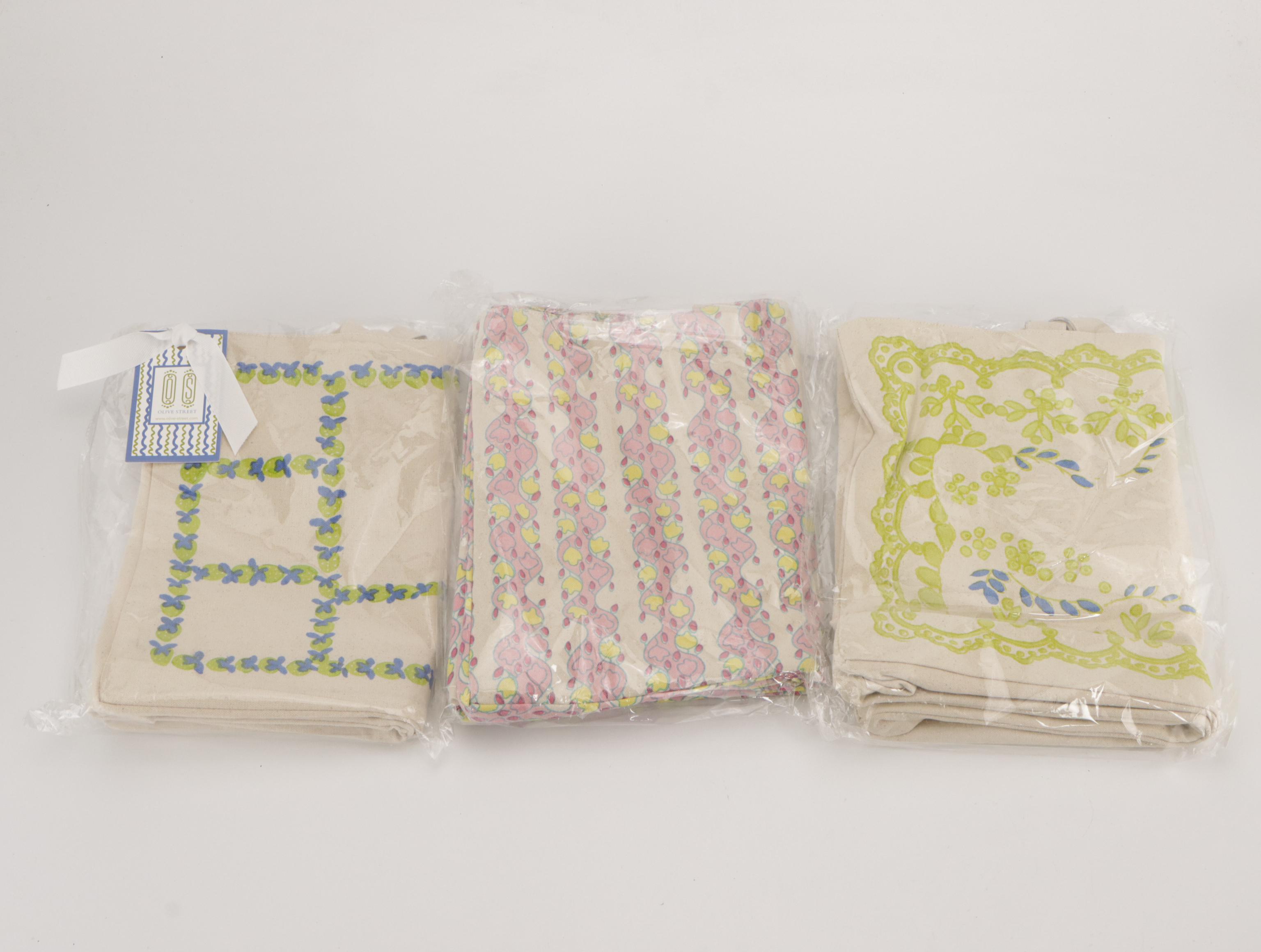 Olive Street Totes and Zip Pouch in Multicolored Printed Cotton Canvas