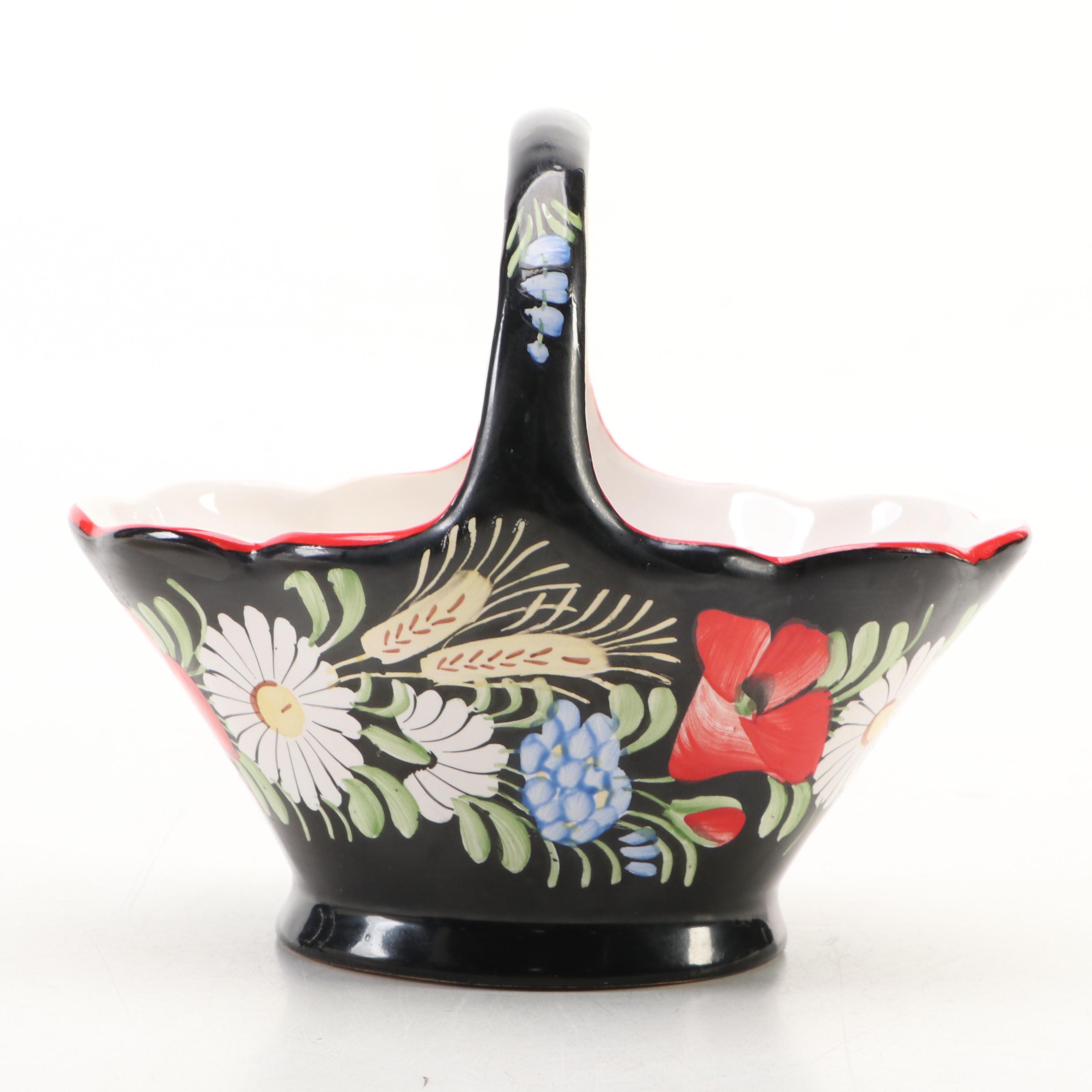 Chodovia Pottery Platter with Other Eastern European Style Ceramic Basket